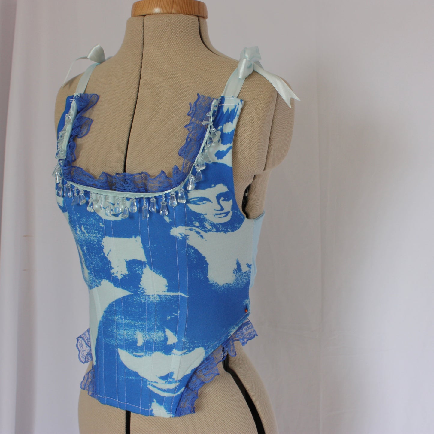 Blue faces corset