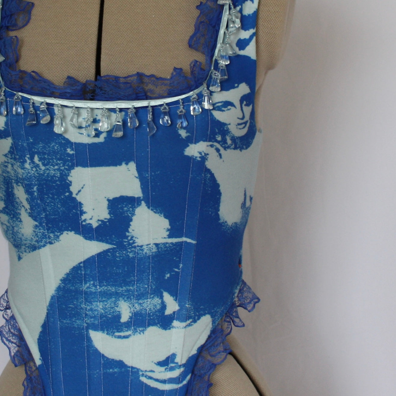 Blue faces corset