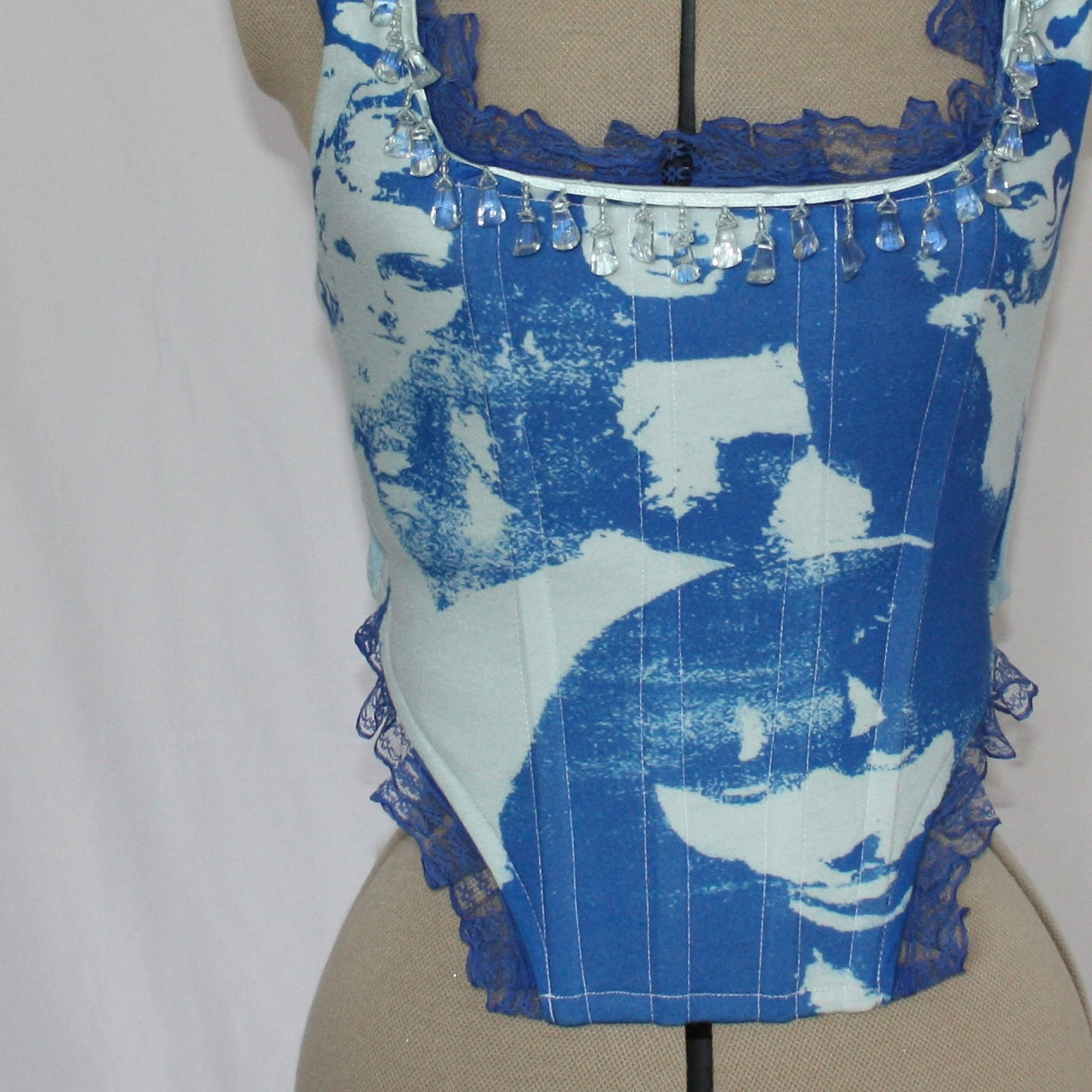 Blue faces corset