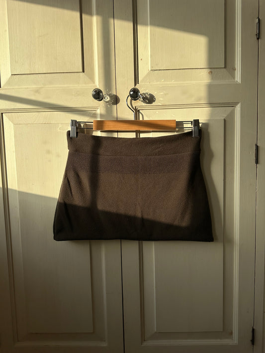 Knit Mini Skirt Brown