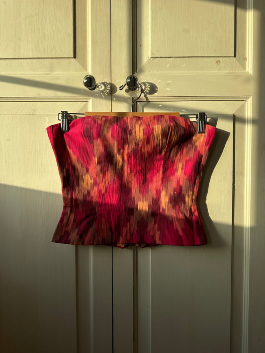 Strapless Corset Top Pink and Orange