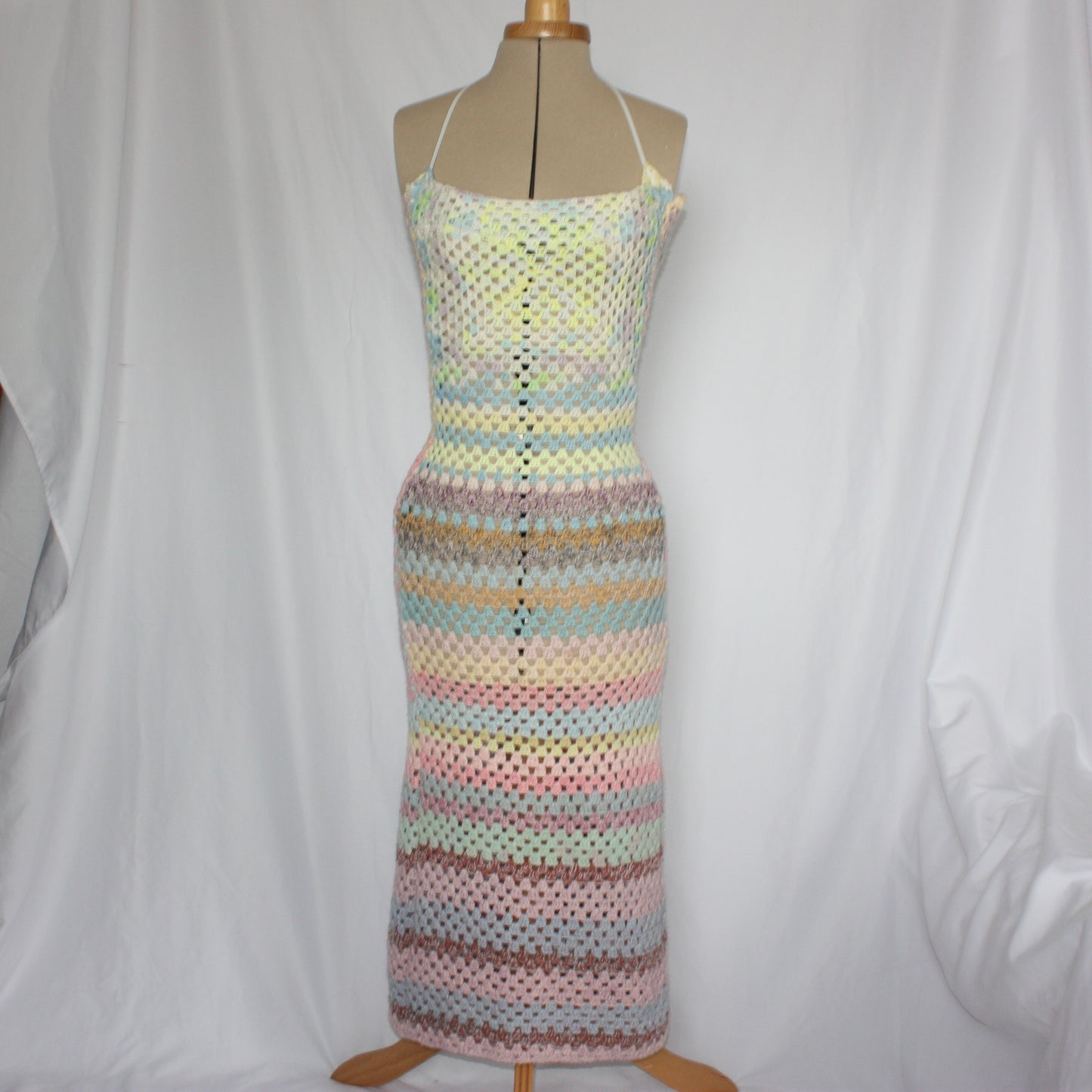 Pastel crochet midi dress