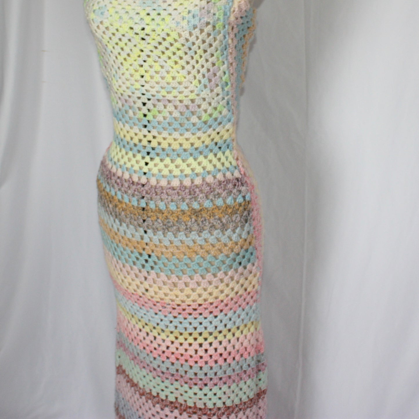 Pastel crochet midi dress