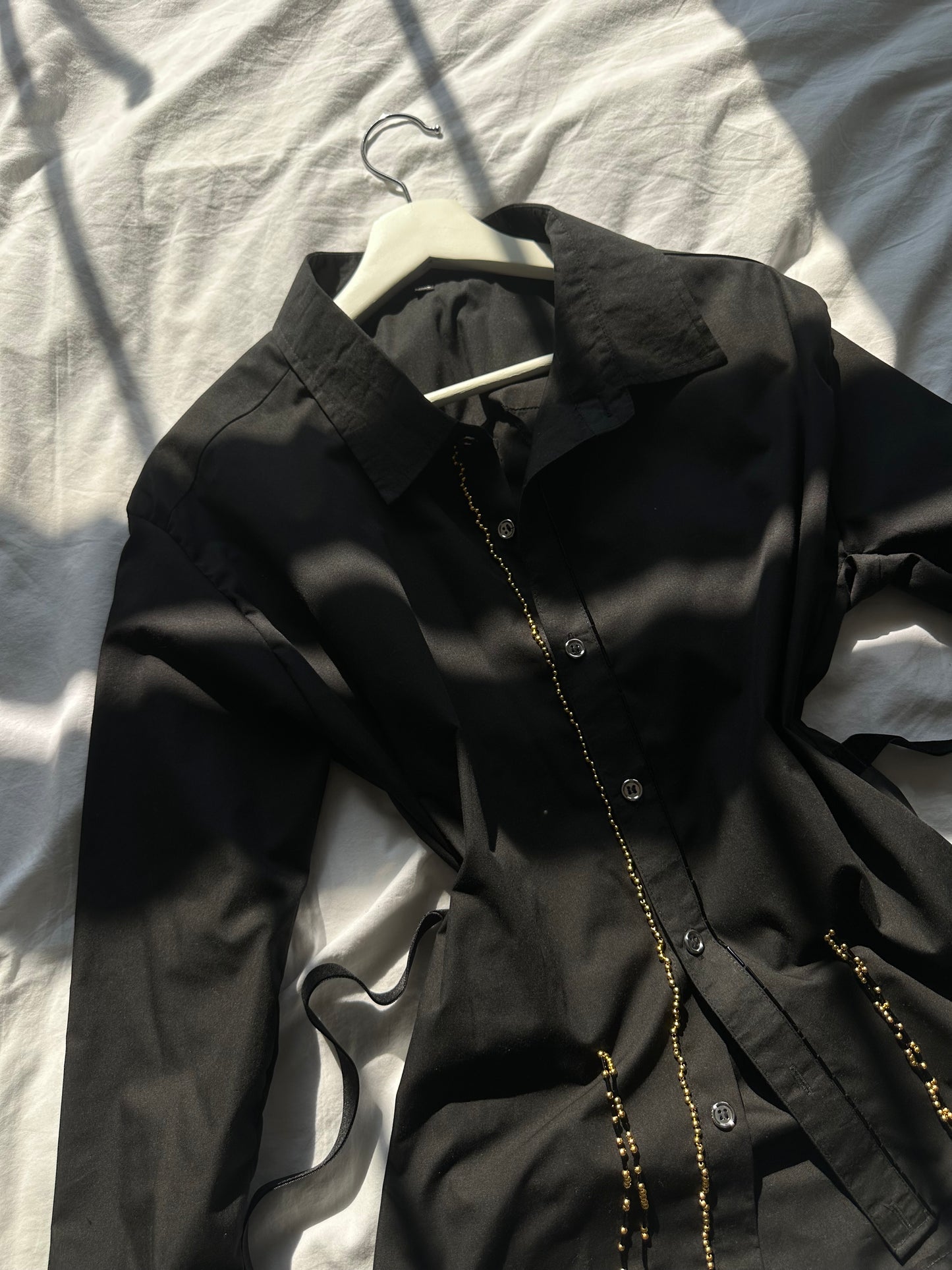 Embellished Fitted Shirt Black & Gold