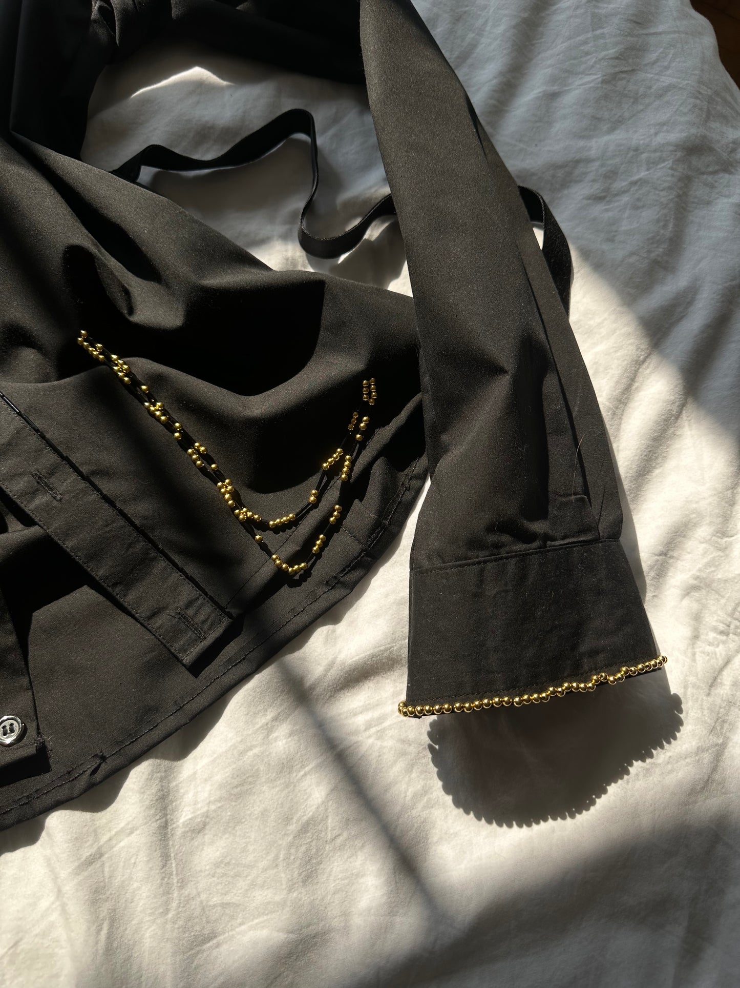 Embellished Fitted Shirt Black & Gold