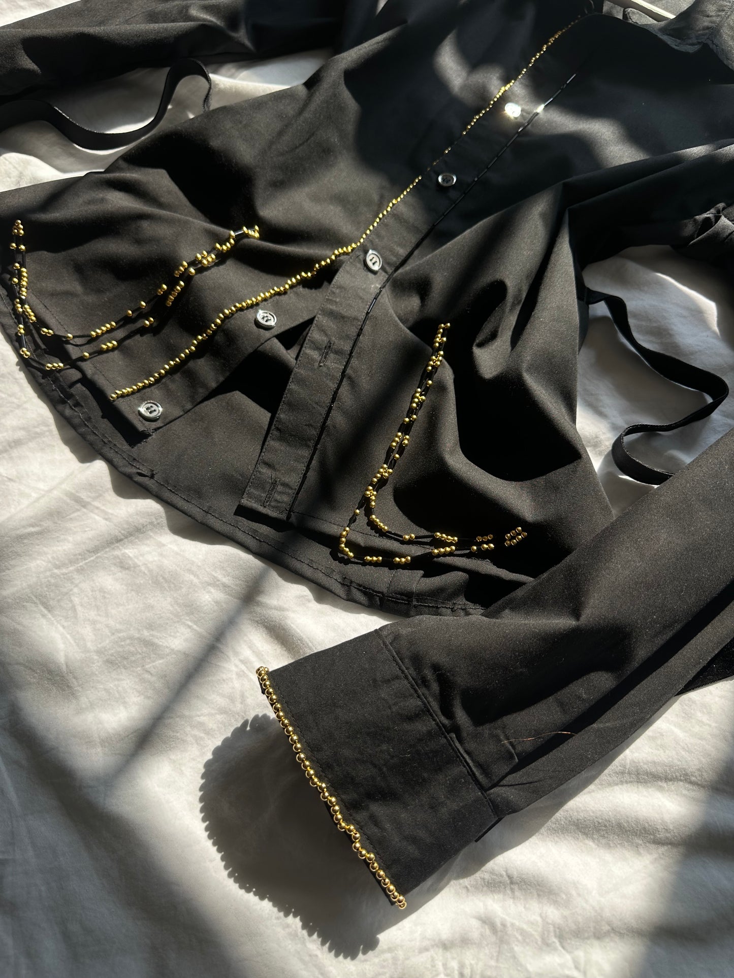 Embellished Fitted Shirt Black & Gold
