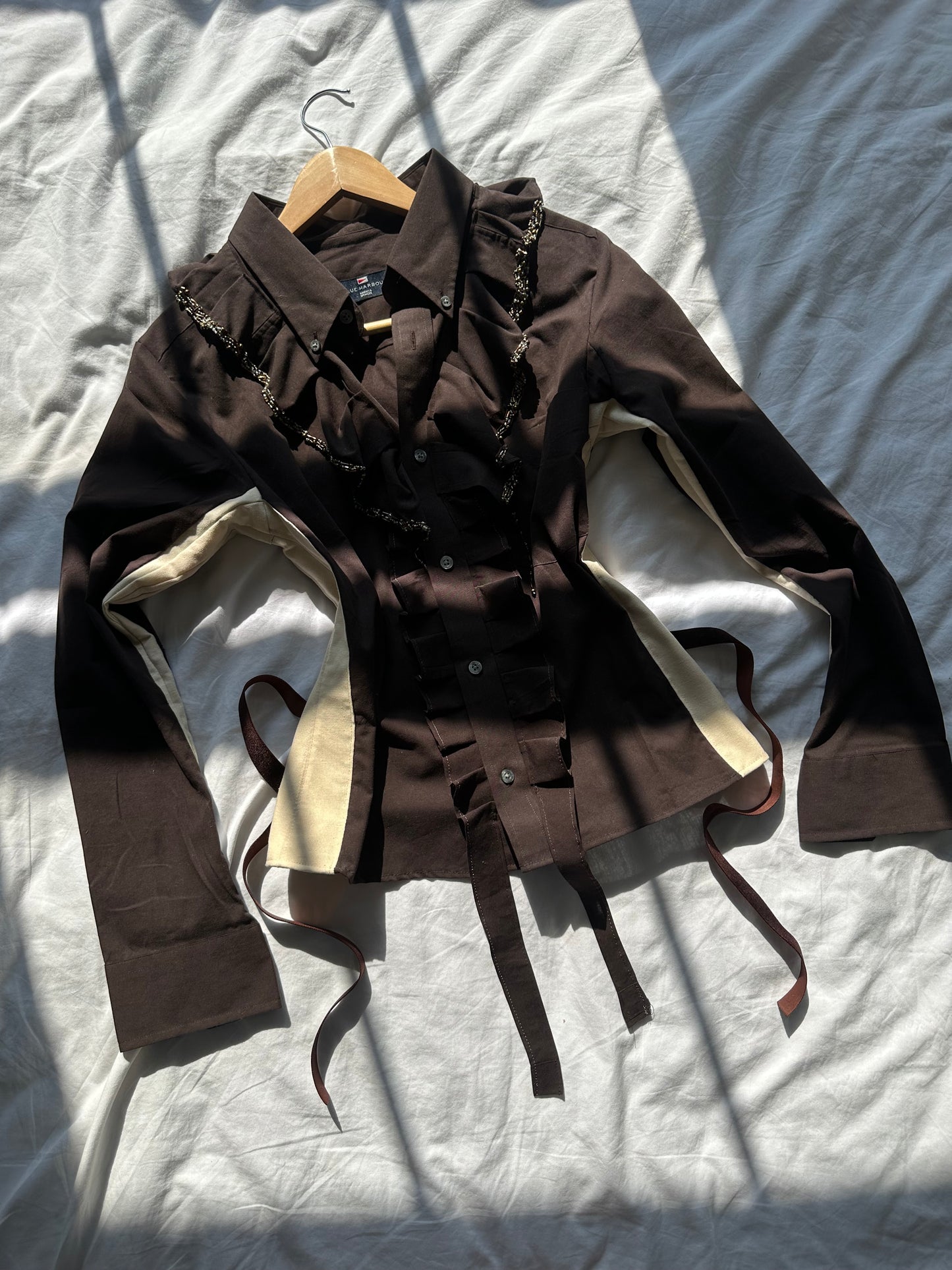 Embellished Fitted Shirt Brown & Gold