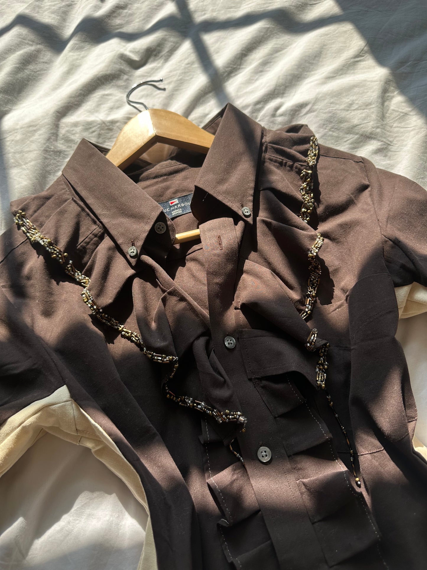 Embellished Fitted Shirt Brown & Gold