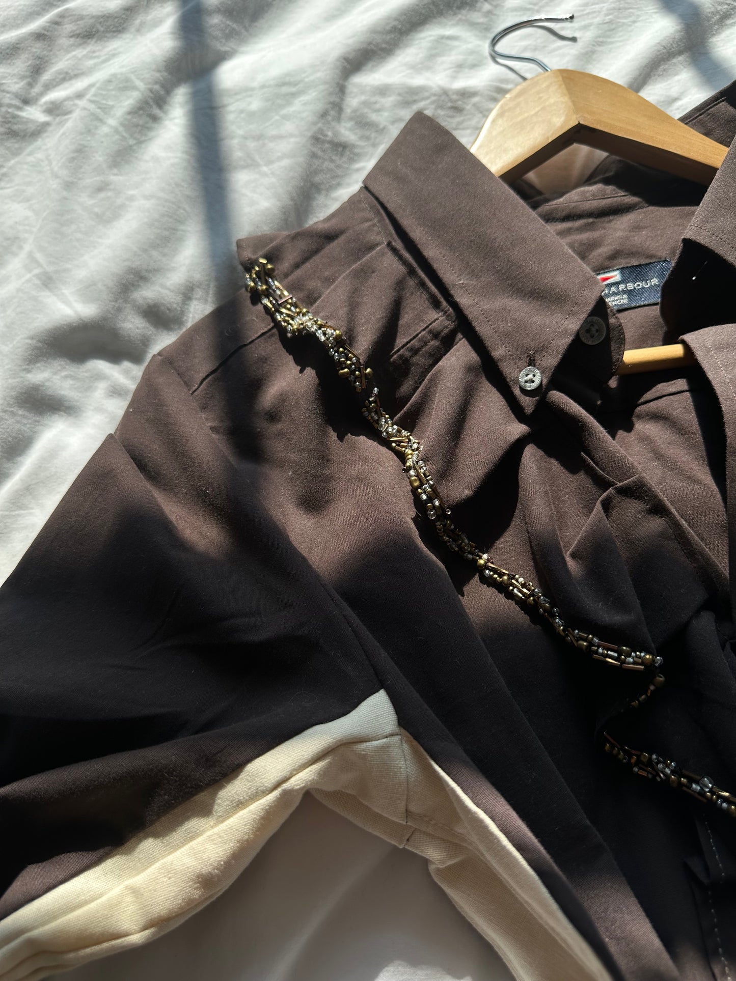 Embellished Fitted Shirt Brown & Gold