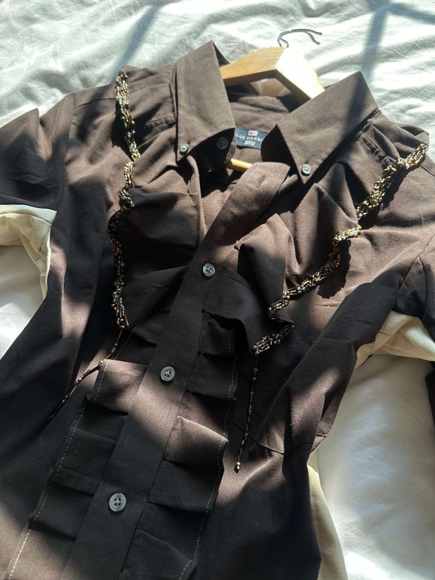 Embellished Fitted Shirt Brown & Gold