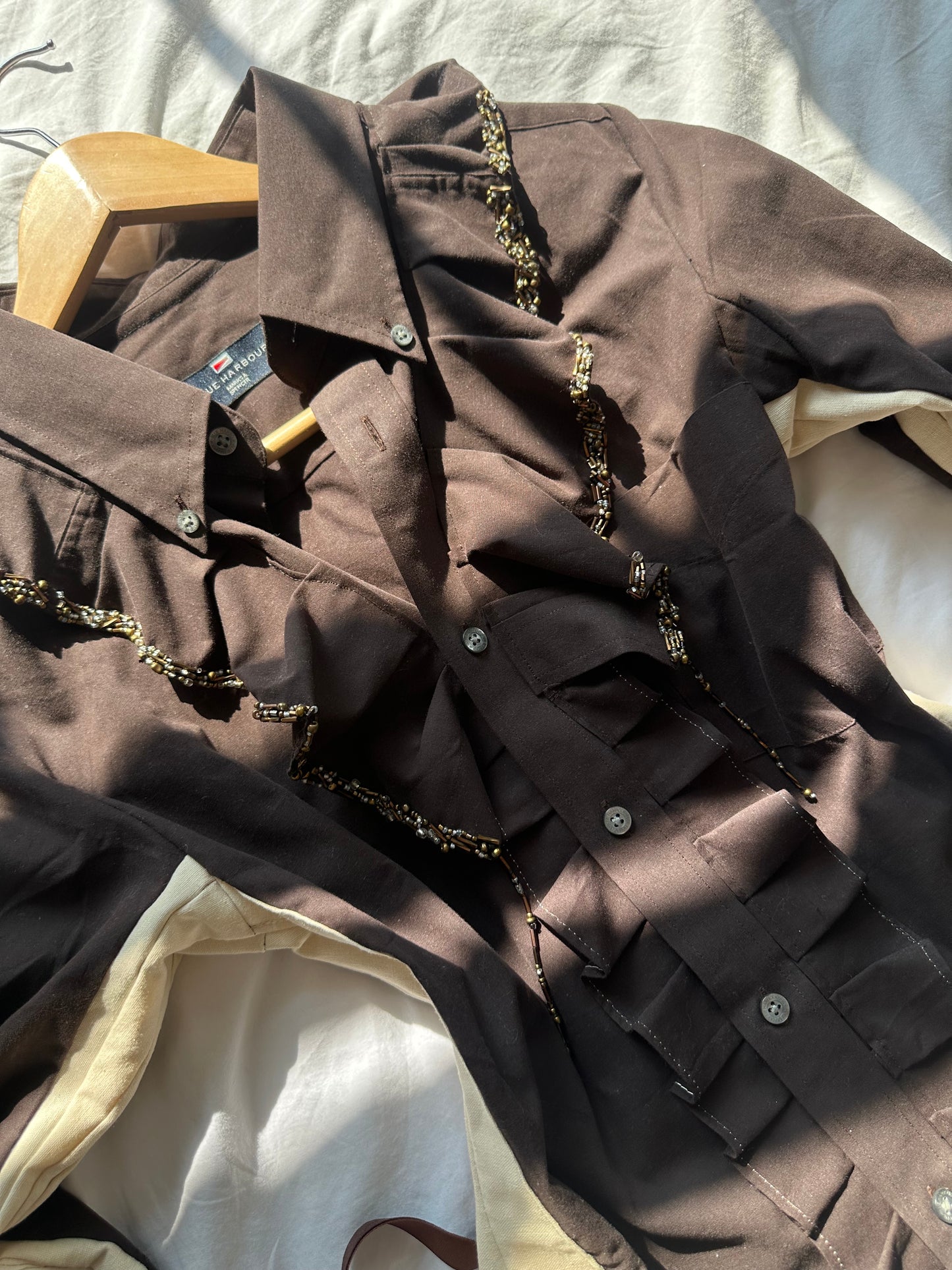 Embellished Fitted Shirt Brown & Gold