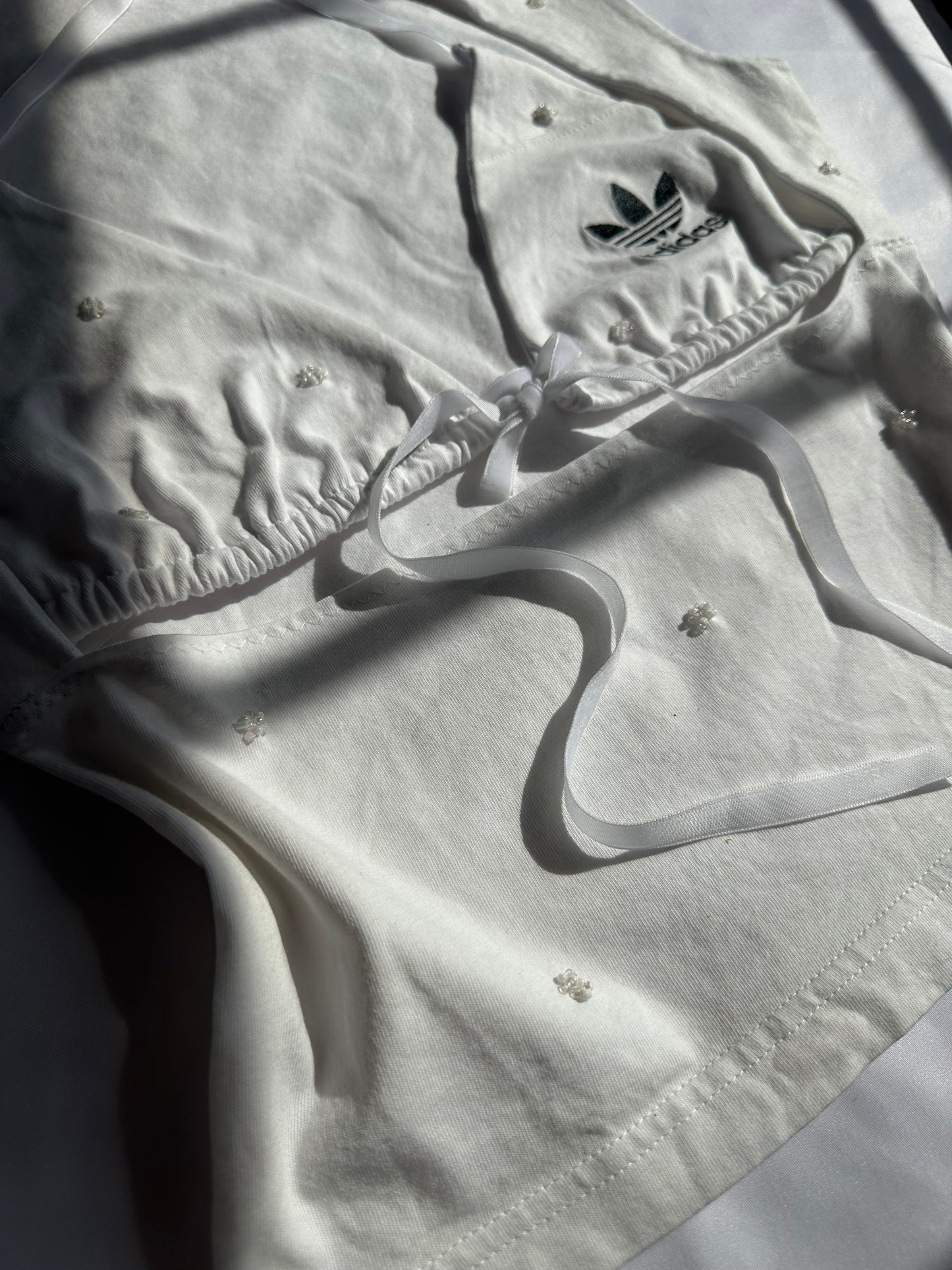 Beaded Open Chest Top White