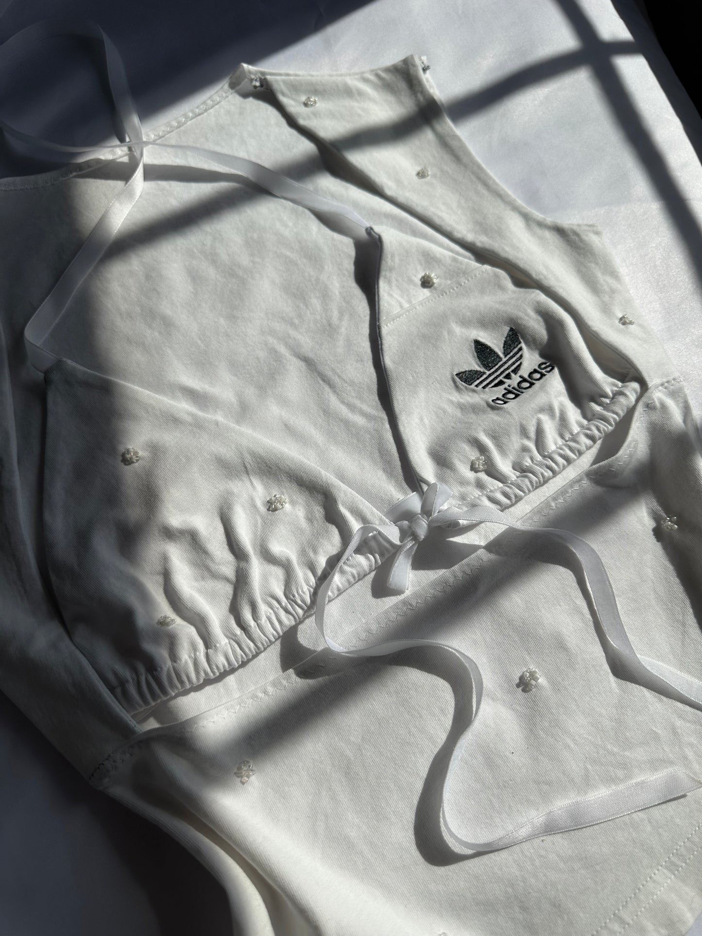 Beaded Open Chest Top White