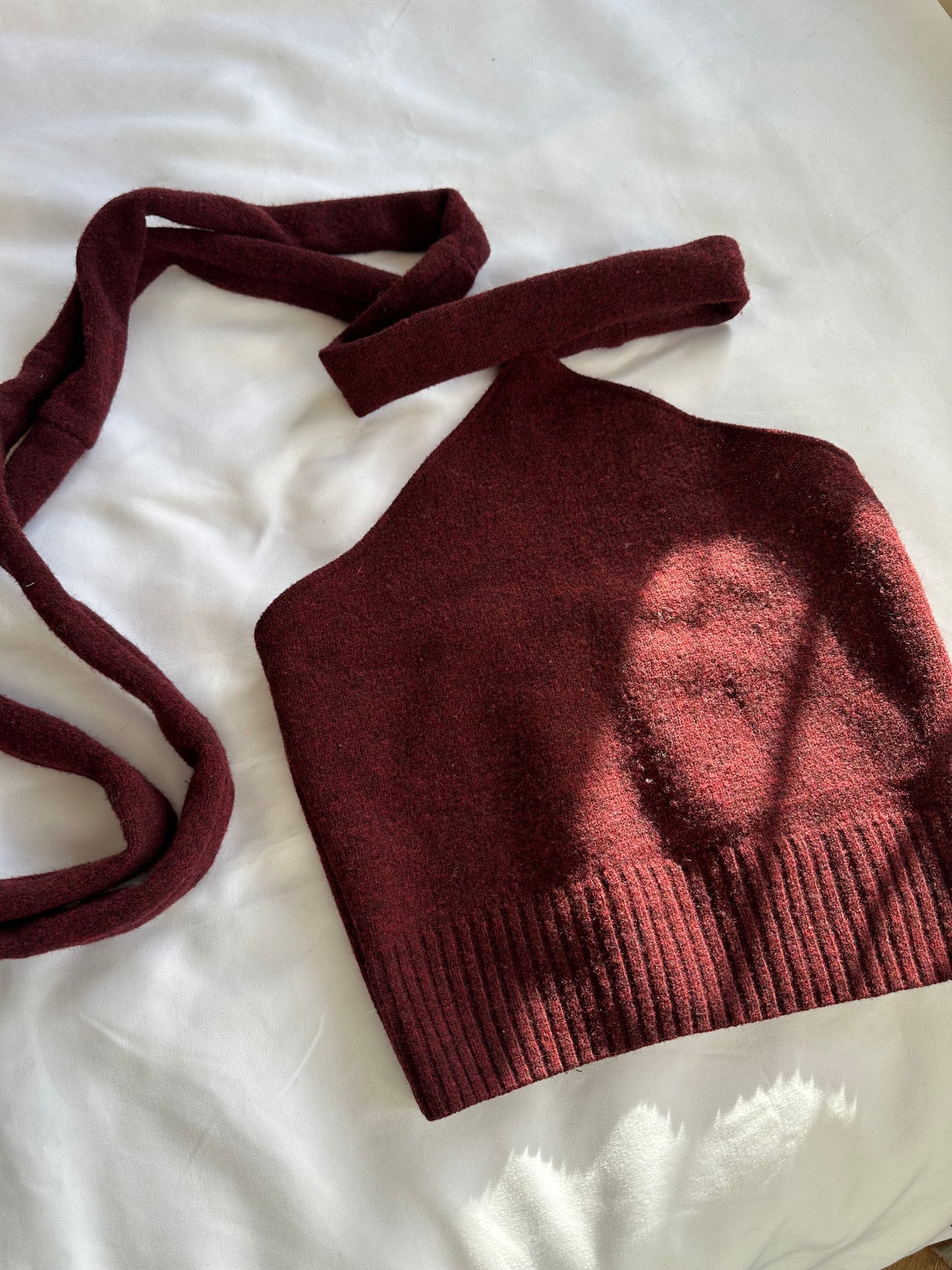 Knit Halter Neck Top Burgundy
