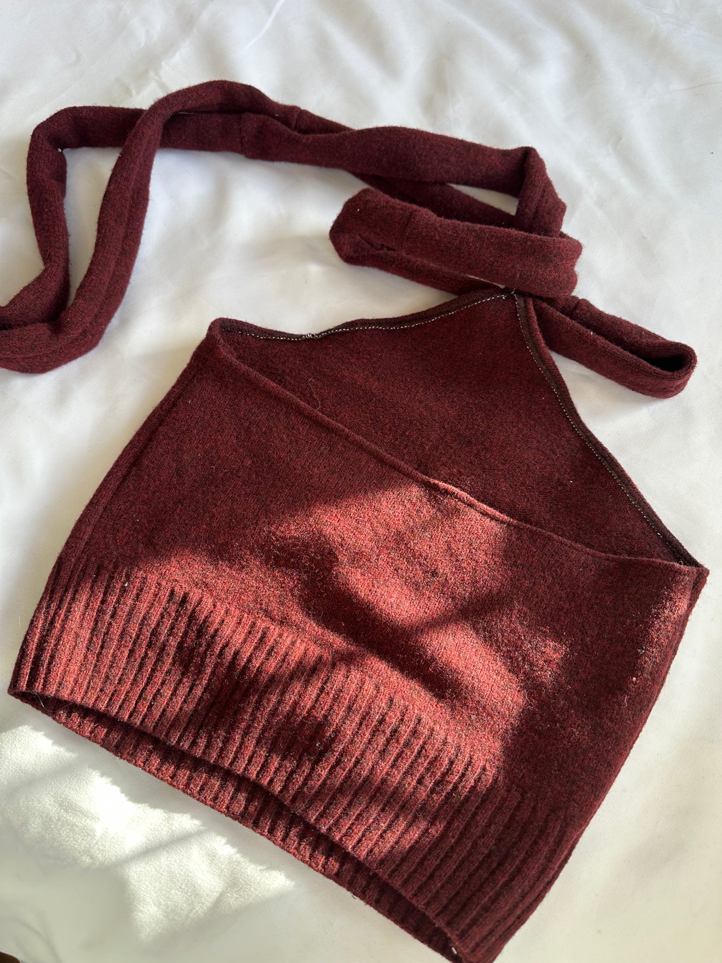 Knit Halter Neck Top Burgundy