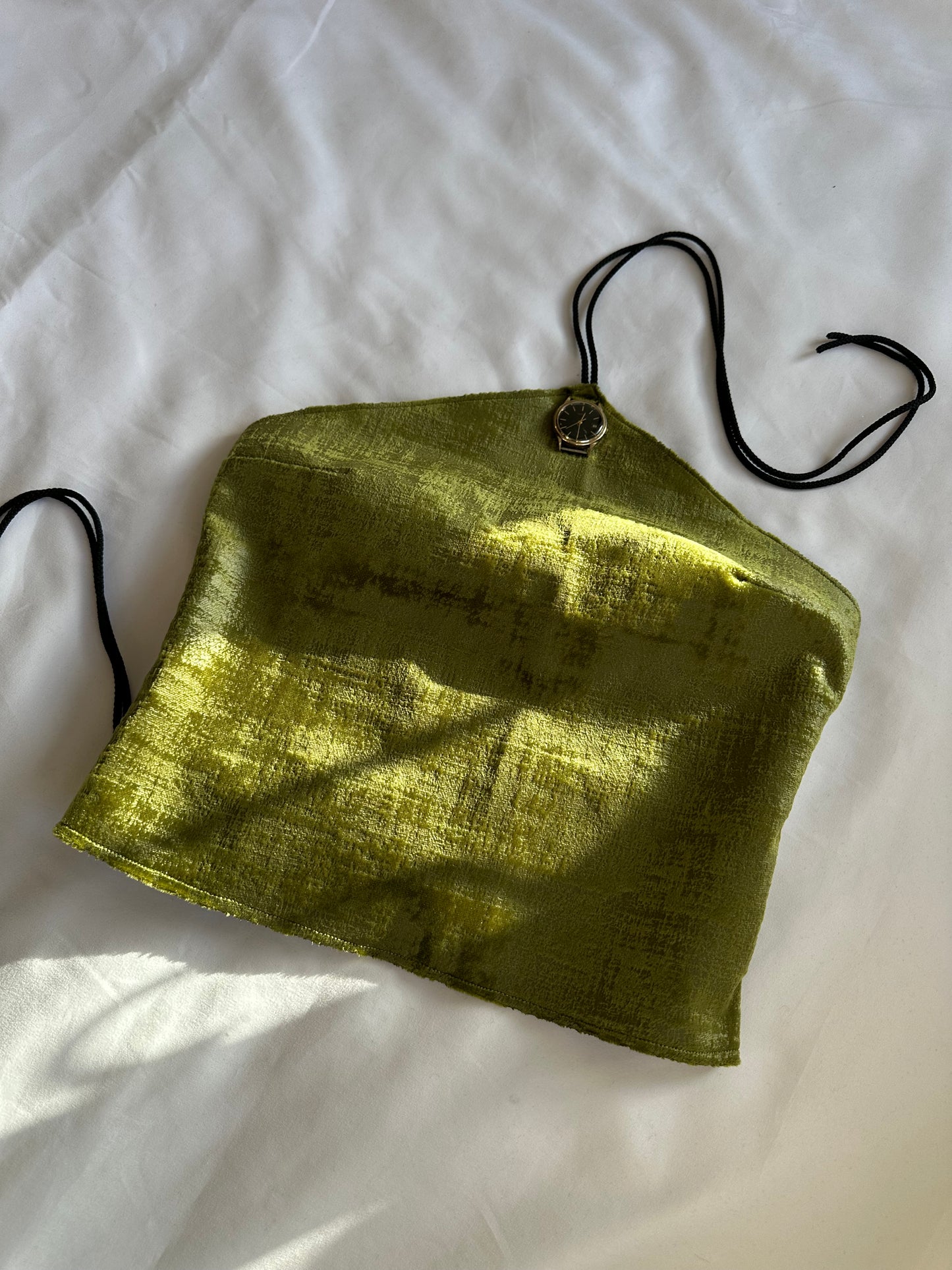 Velvet Watch Halter Neck Top Green