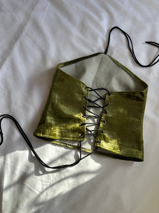 Green Velvet Watch Halter Neck Top