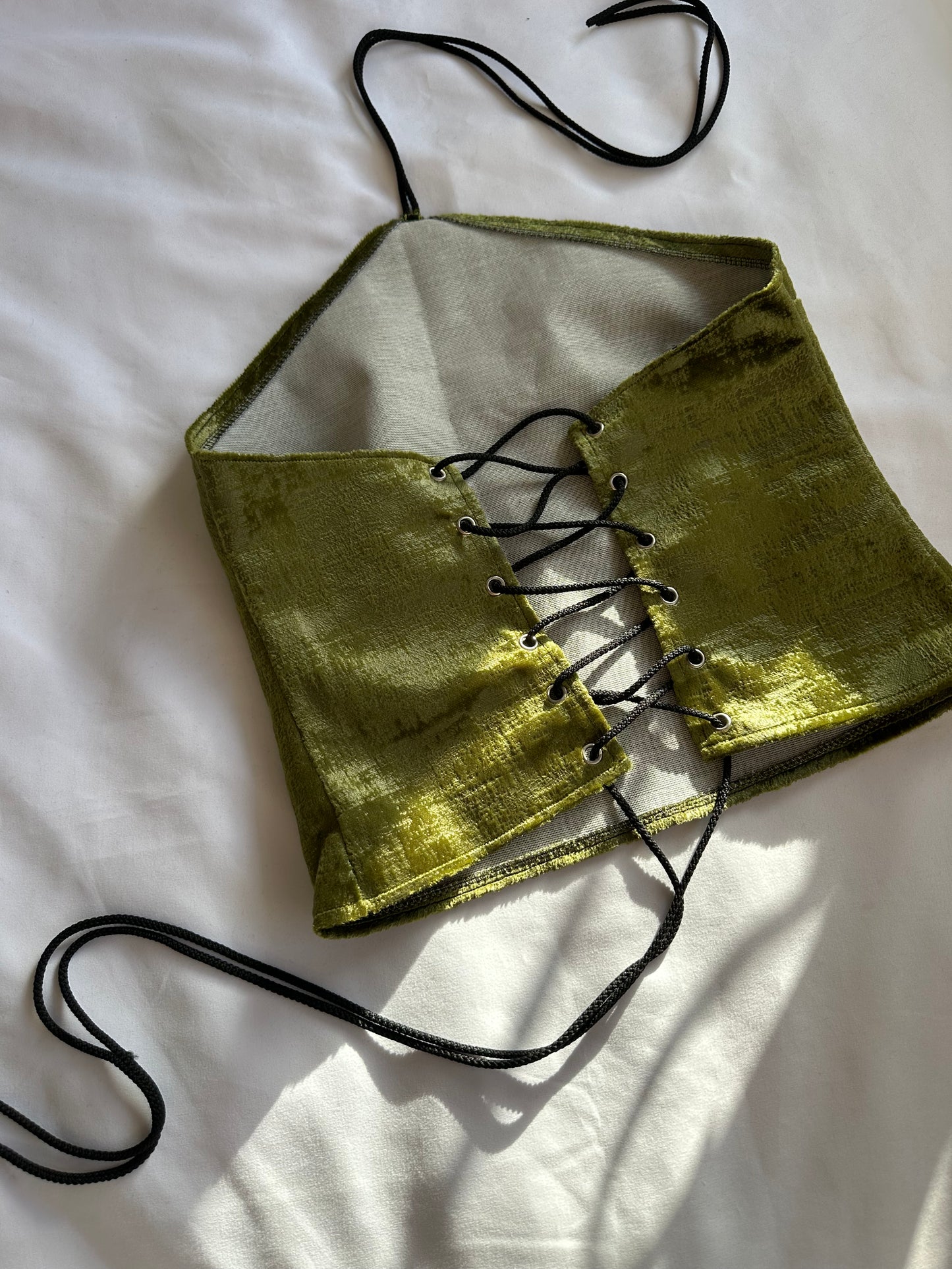 Velvet Watch Halter Neck Top Green