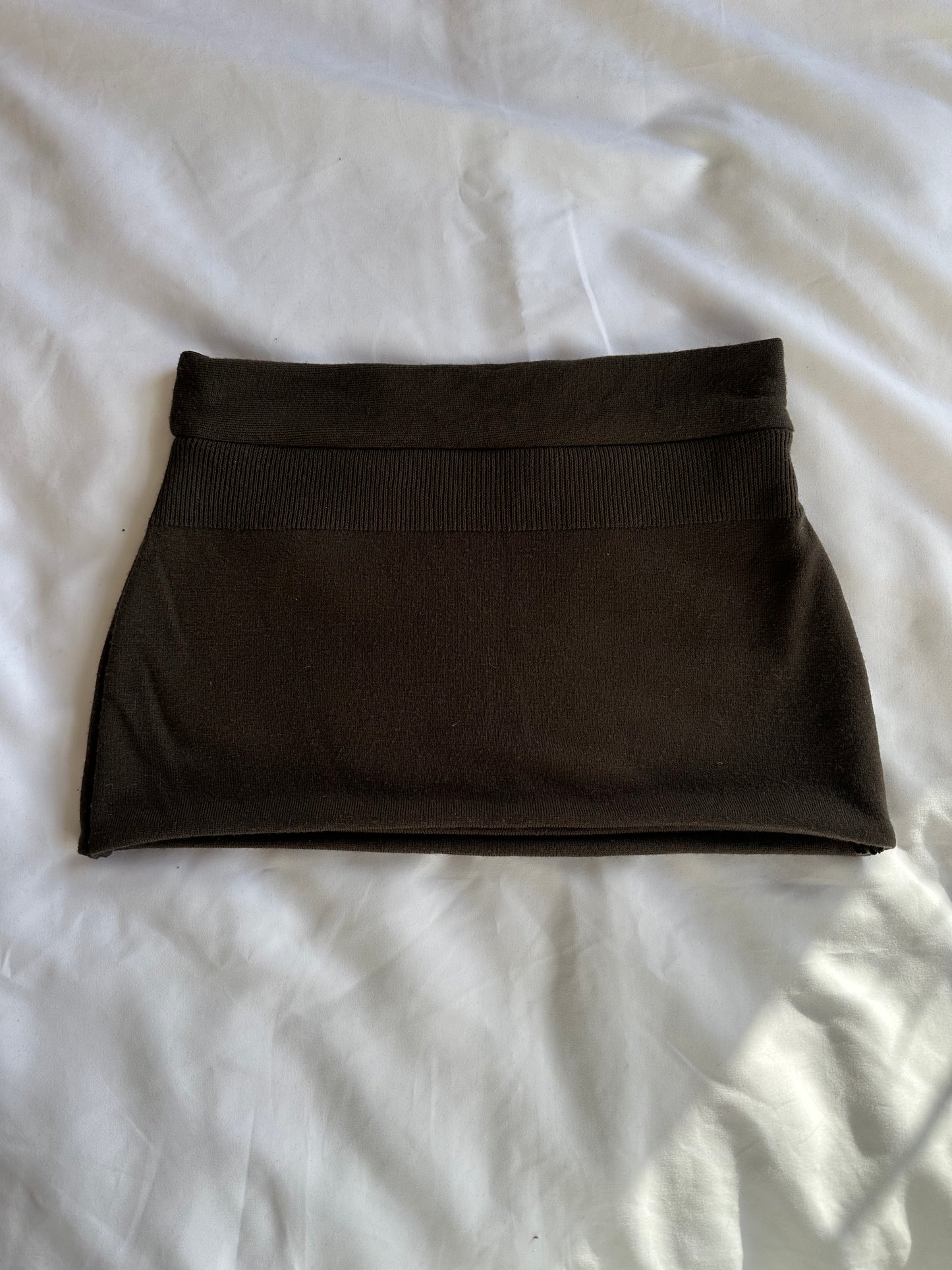 Knit Mini Skirt Brown