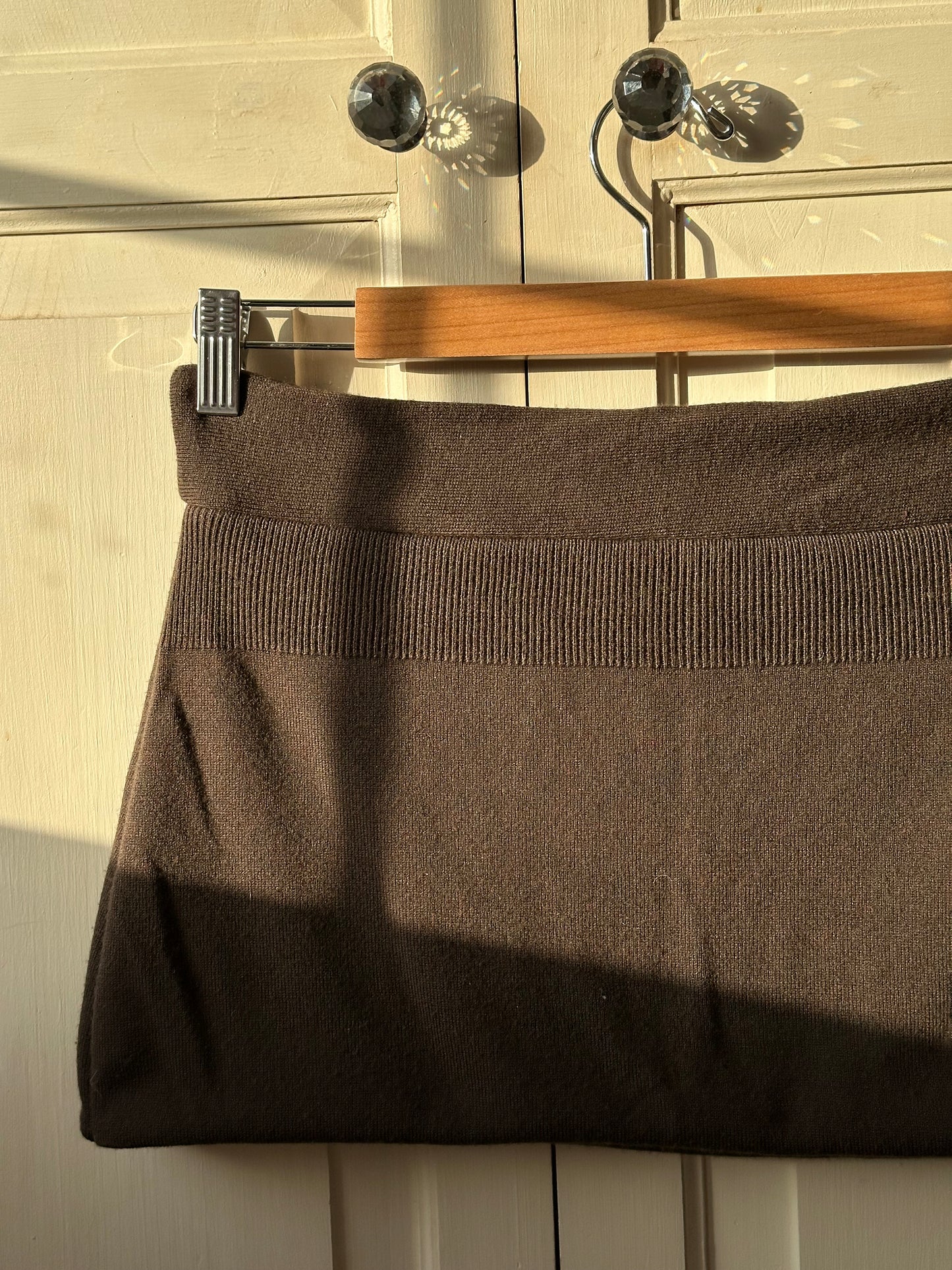 Knit Mini Skirt Brown