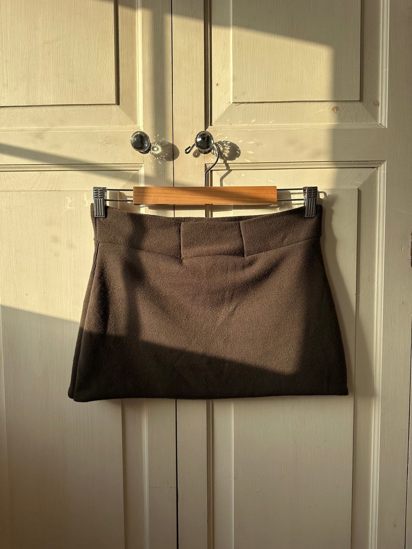 Knit Mini Skirt Brown