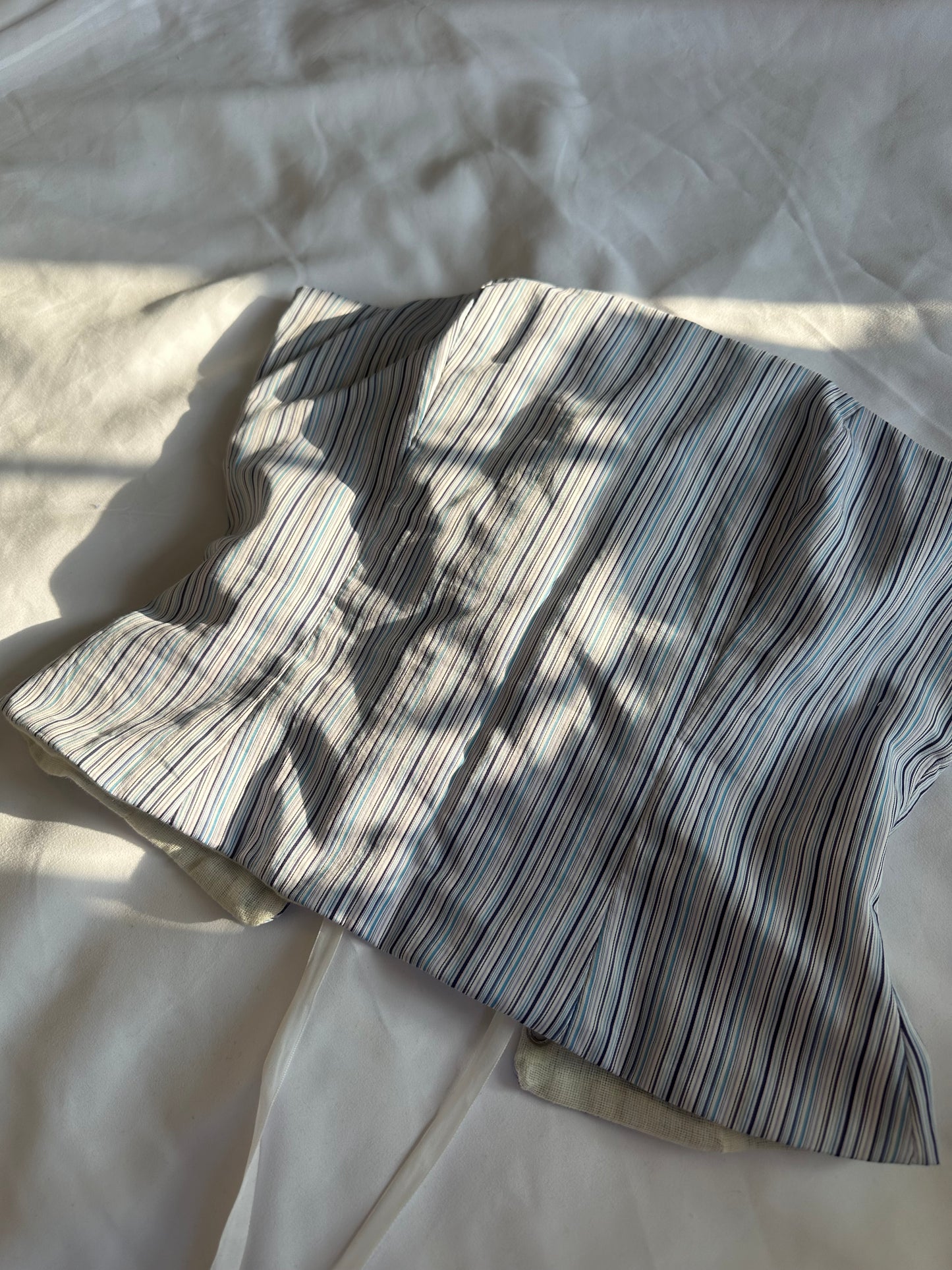 Pinstripe Strapless Top Blue & White