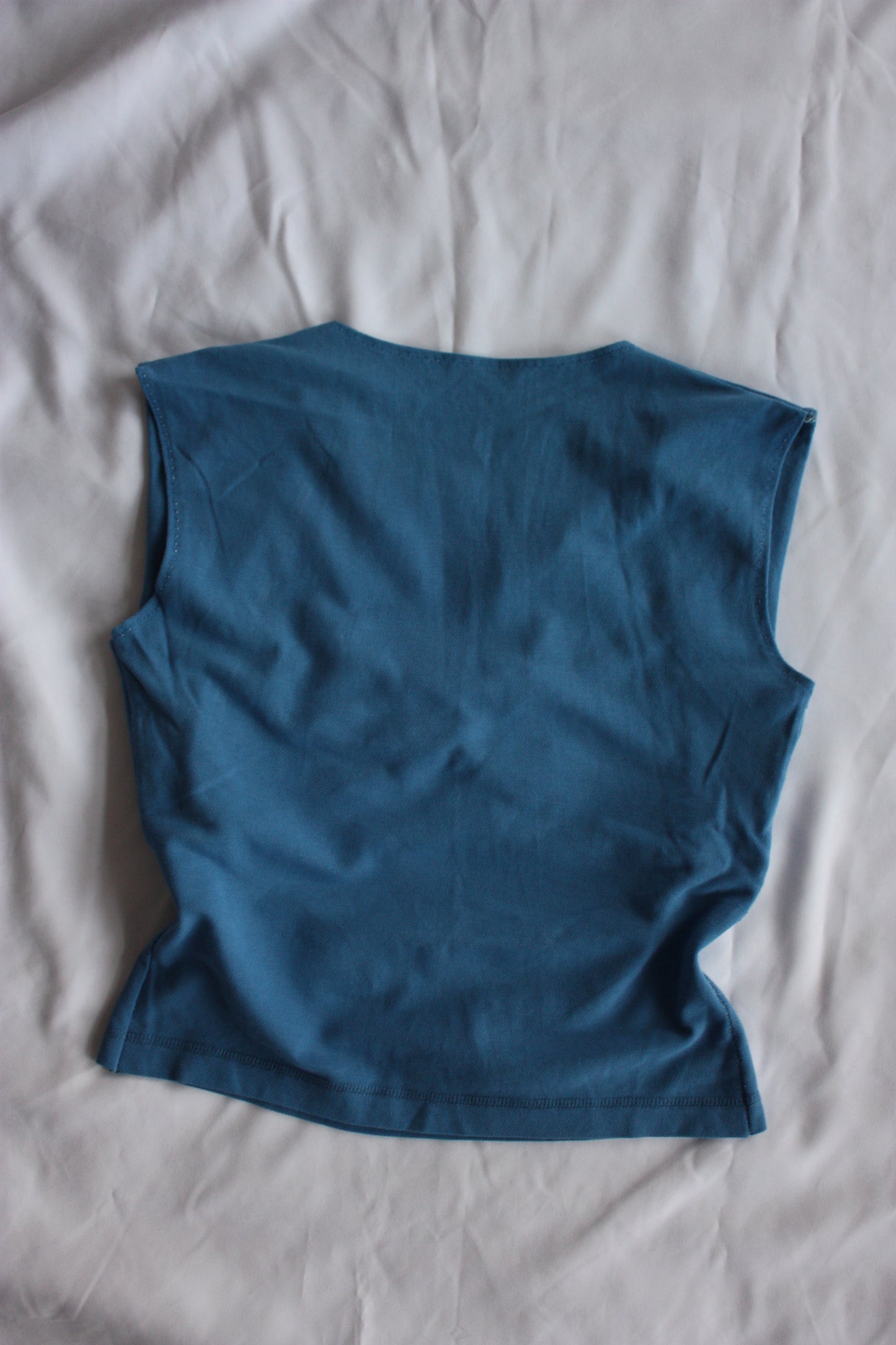 Beaded DKNY Open Chest Top Blue