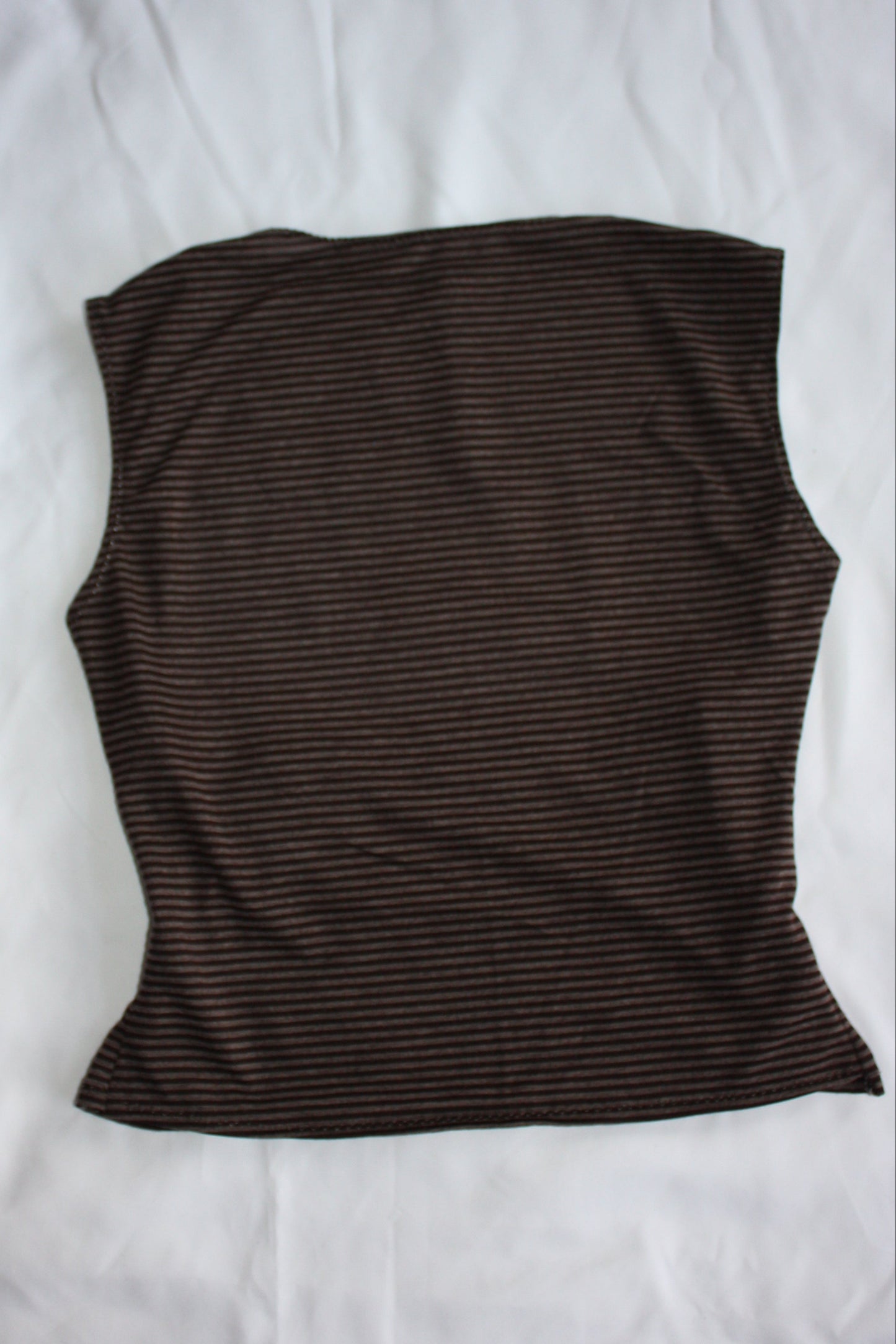 Striped Open Chest Top Brown
