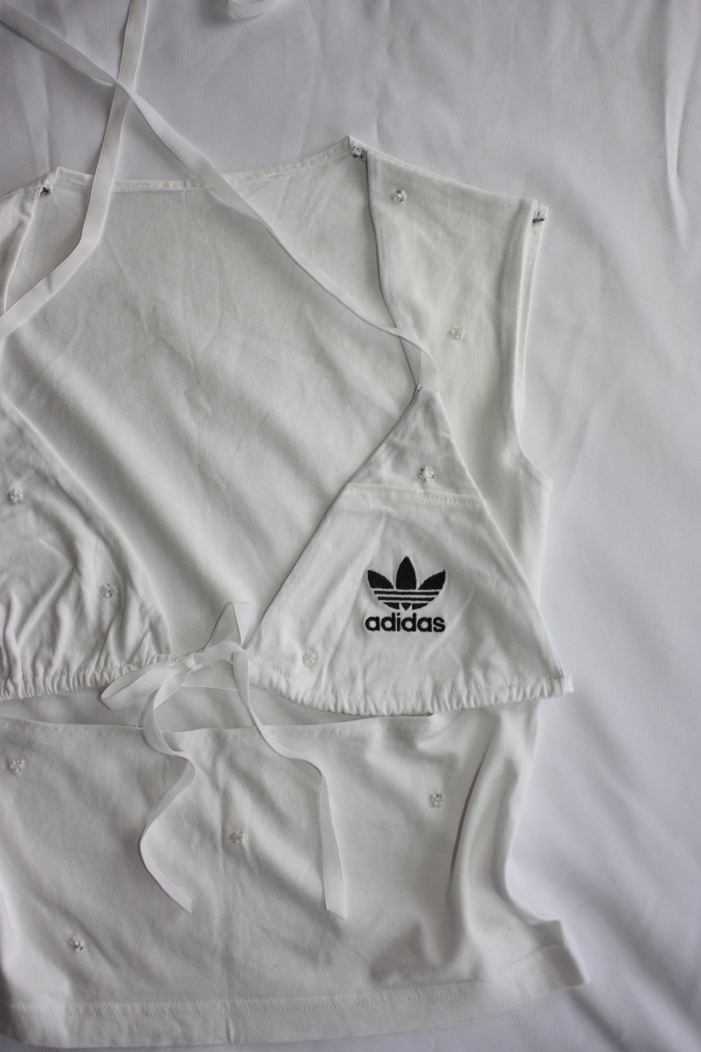 Beaded Open Chest Top White