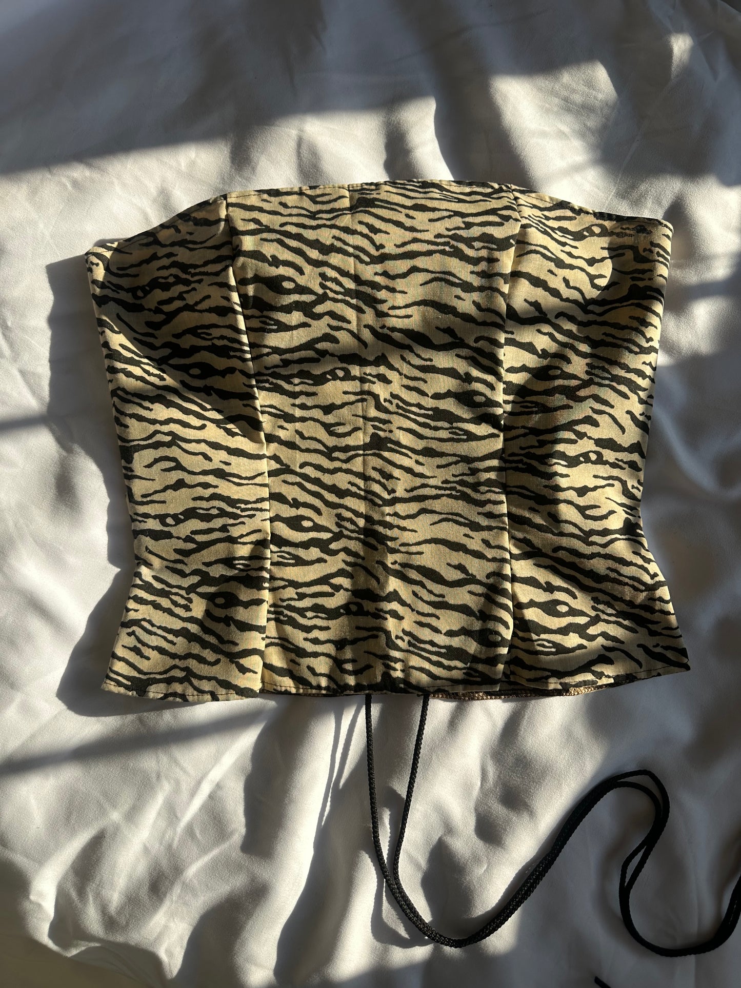 Tiger Print Strapless Corset Top