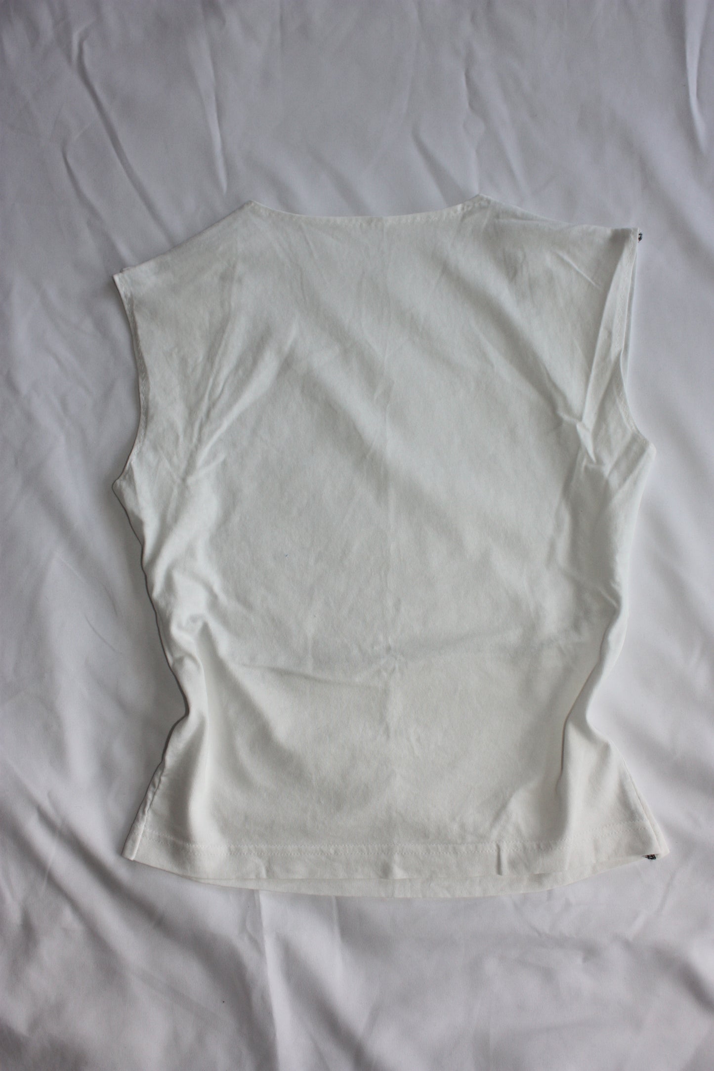 Beaded Open Chest Top White