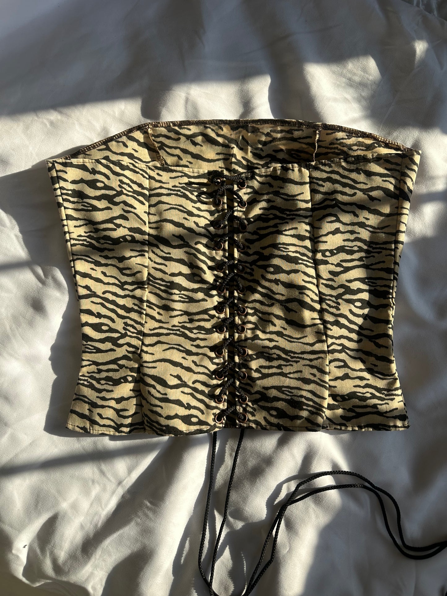 Tiger Print Strapless Corset Top