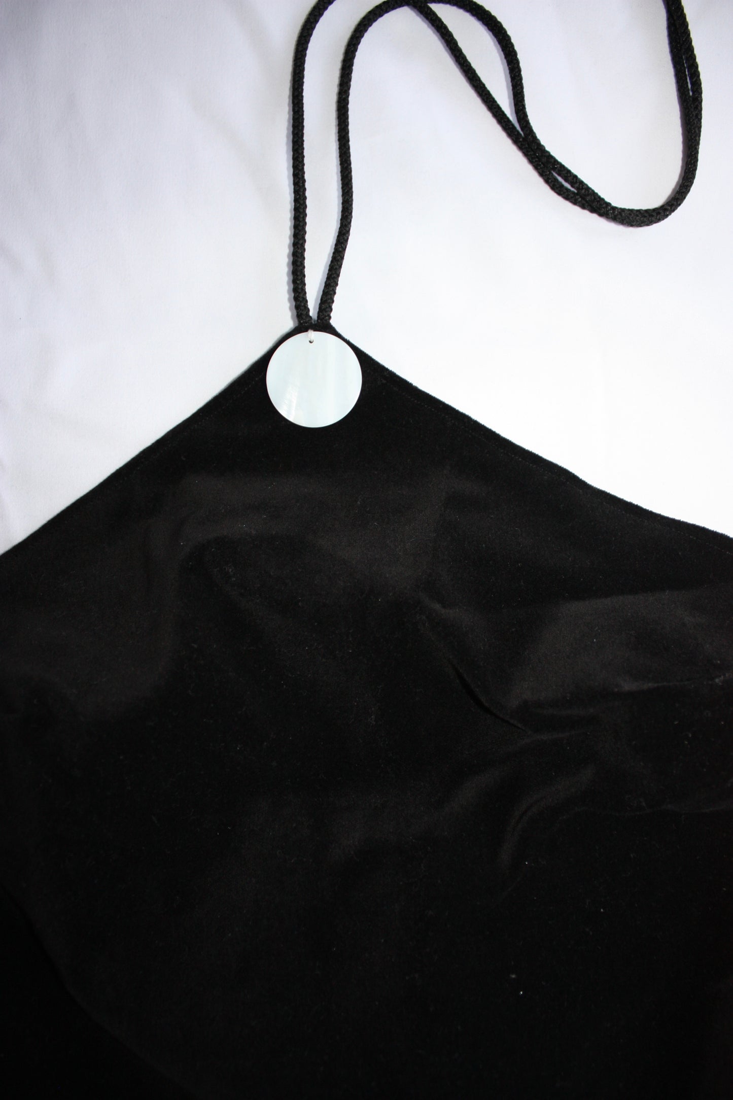 Black Velvet Pearl Halter Neck Top