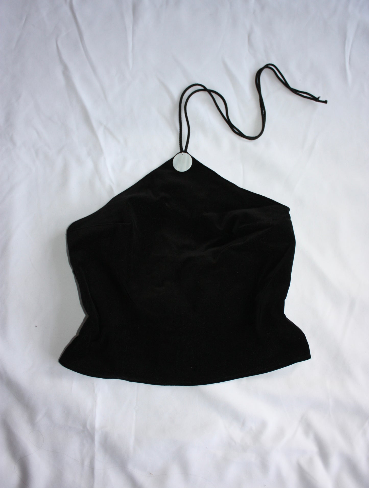 Black Velvet Pearl Halter Neck Top
