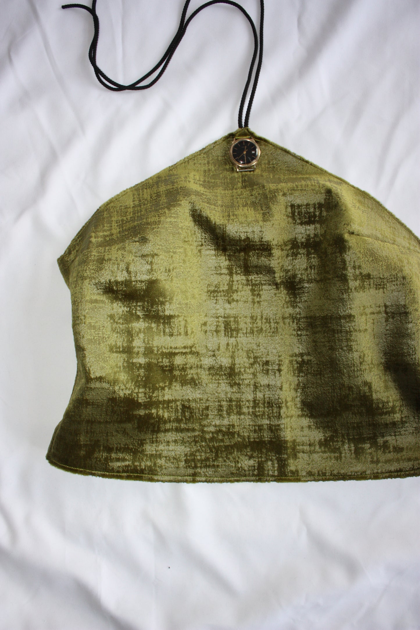 Velvet Watch Halter Neck Top Green