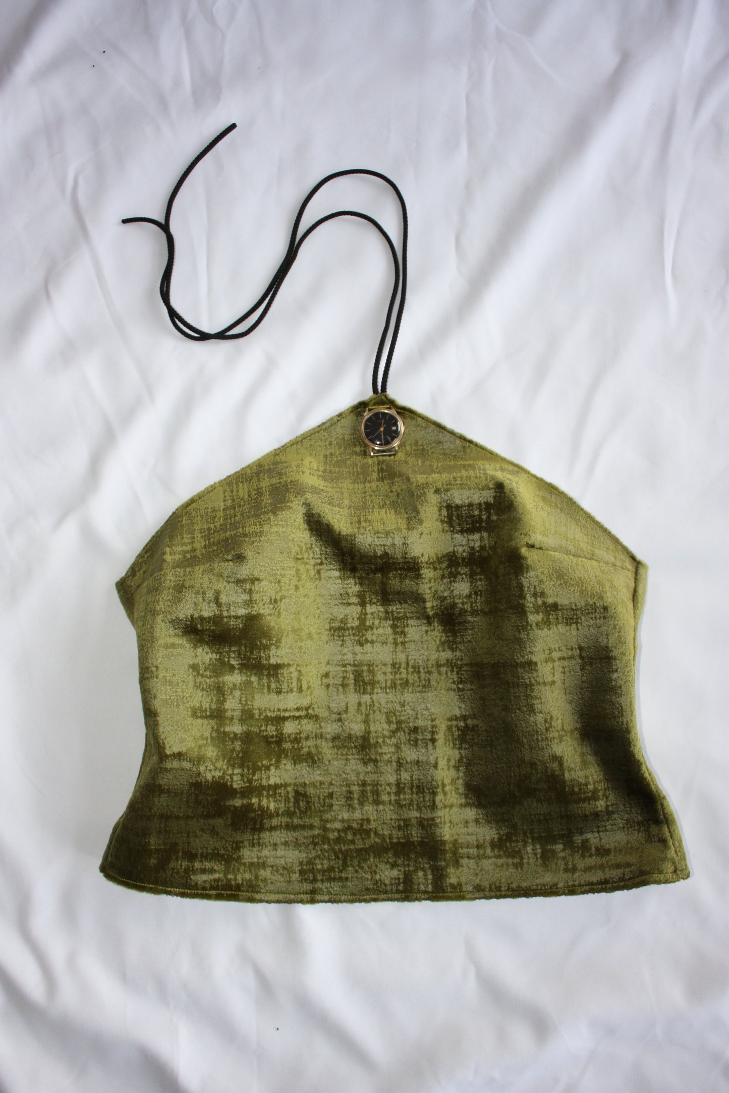 Velvet Watch Halter Neck Top Green