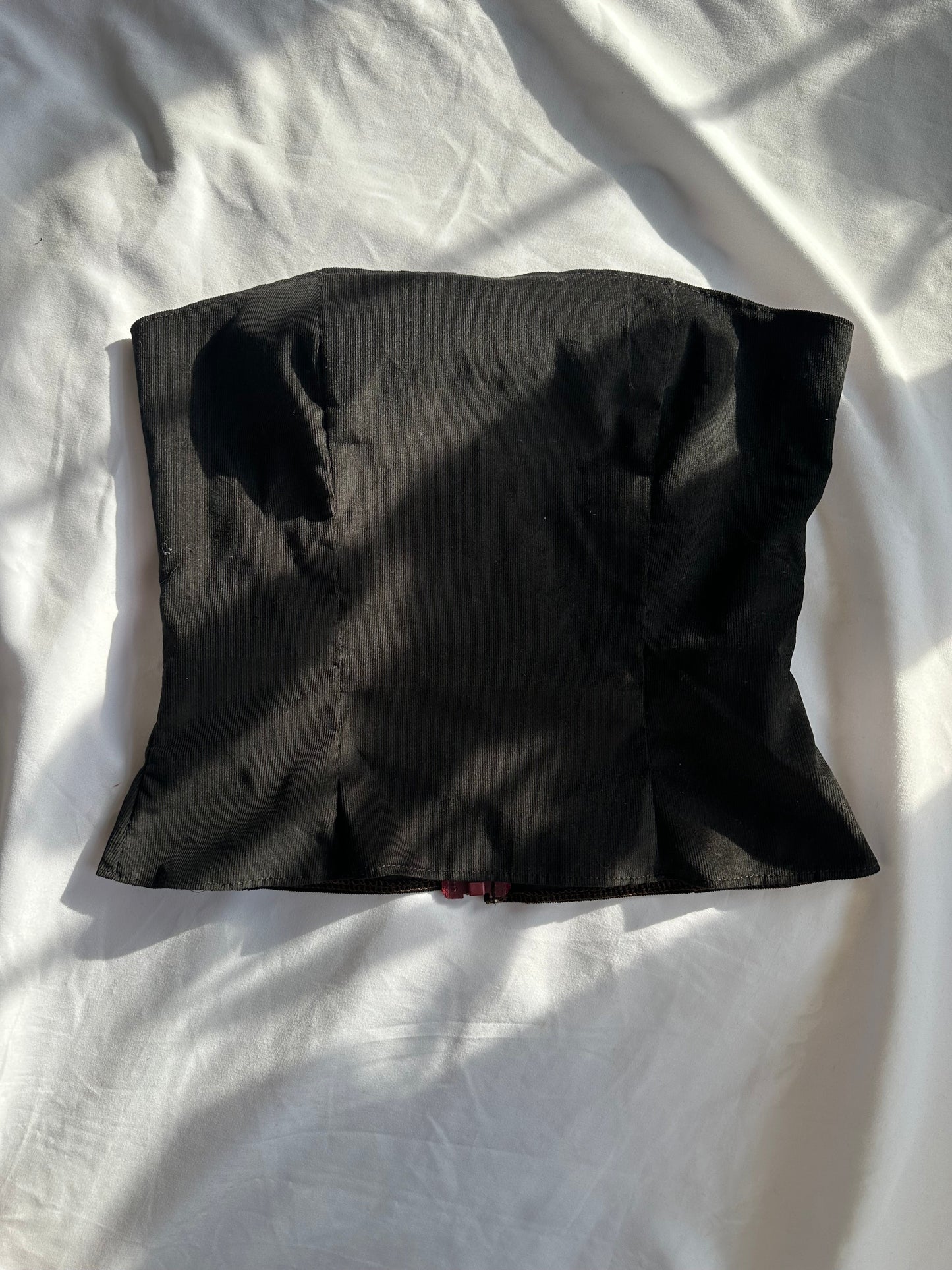 Corduroy Strapless Top Black