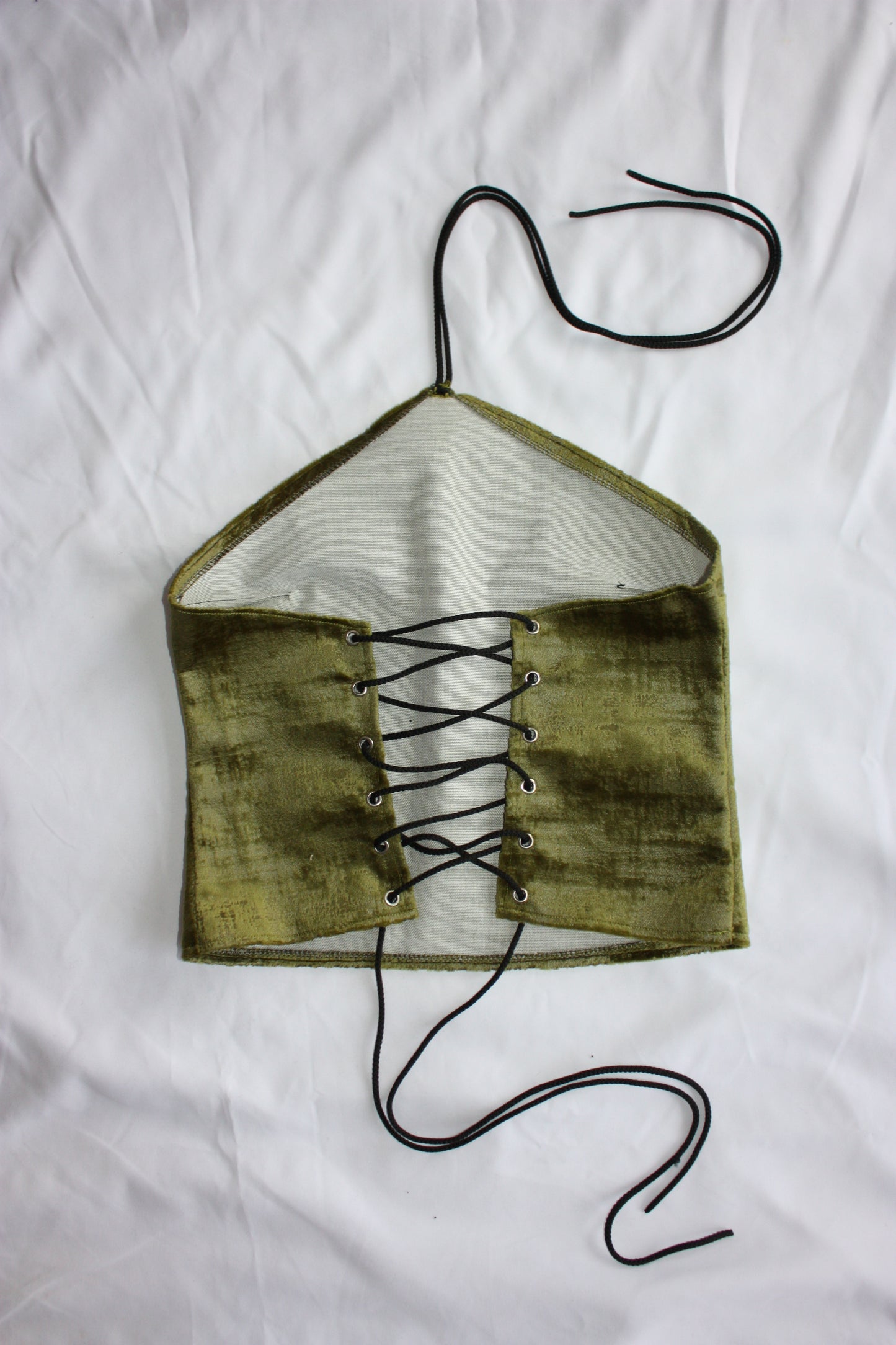 Velvet Watch Halter Neck Top Green