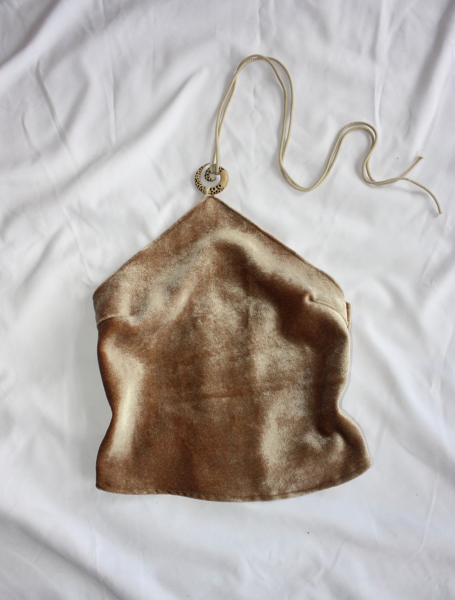 Velvet Halter Neck Top Gold