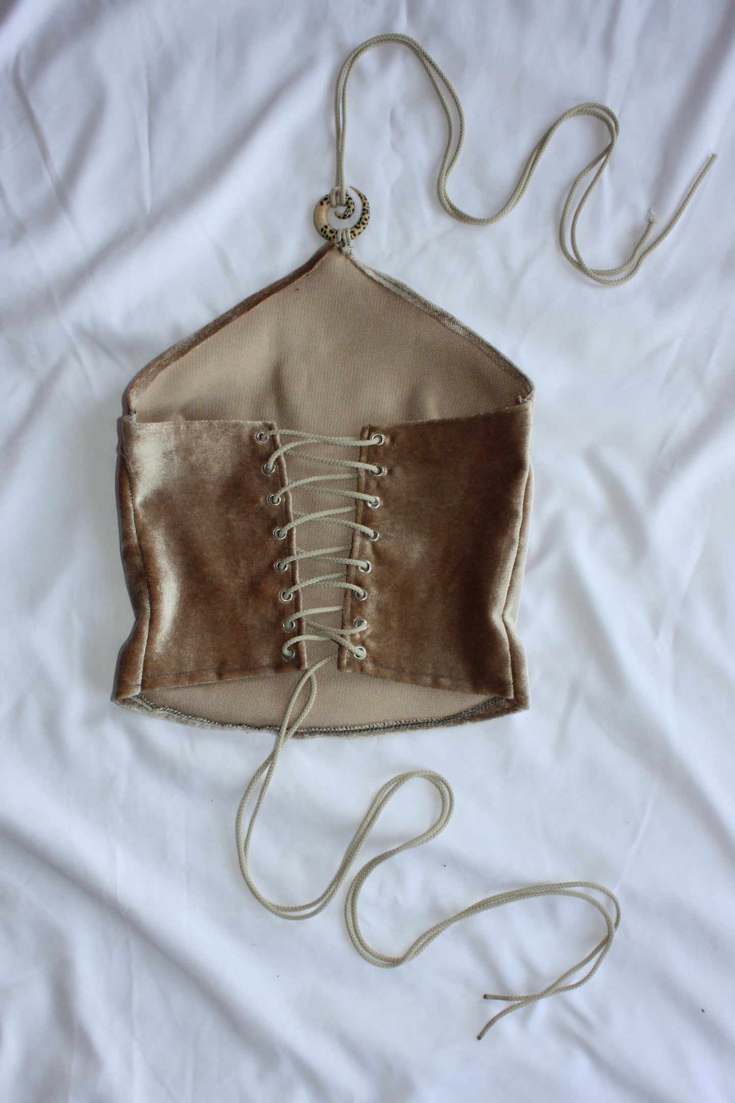 Velvet Halter Neck Top Gold