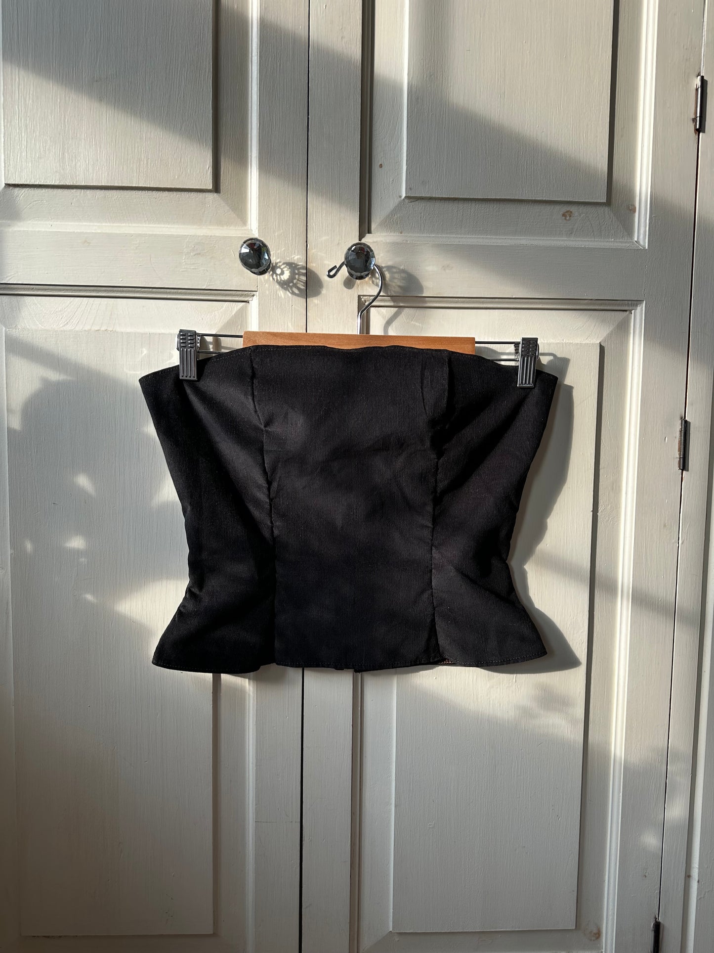 Corduroy Strapless Top Black