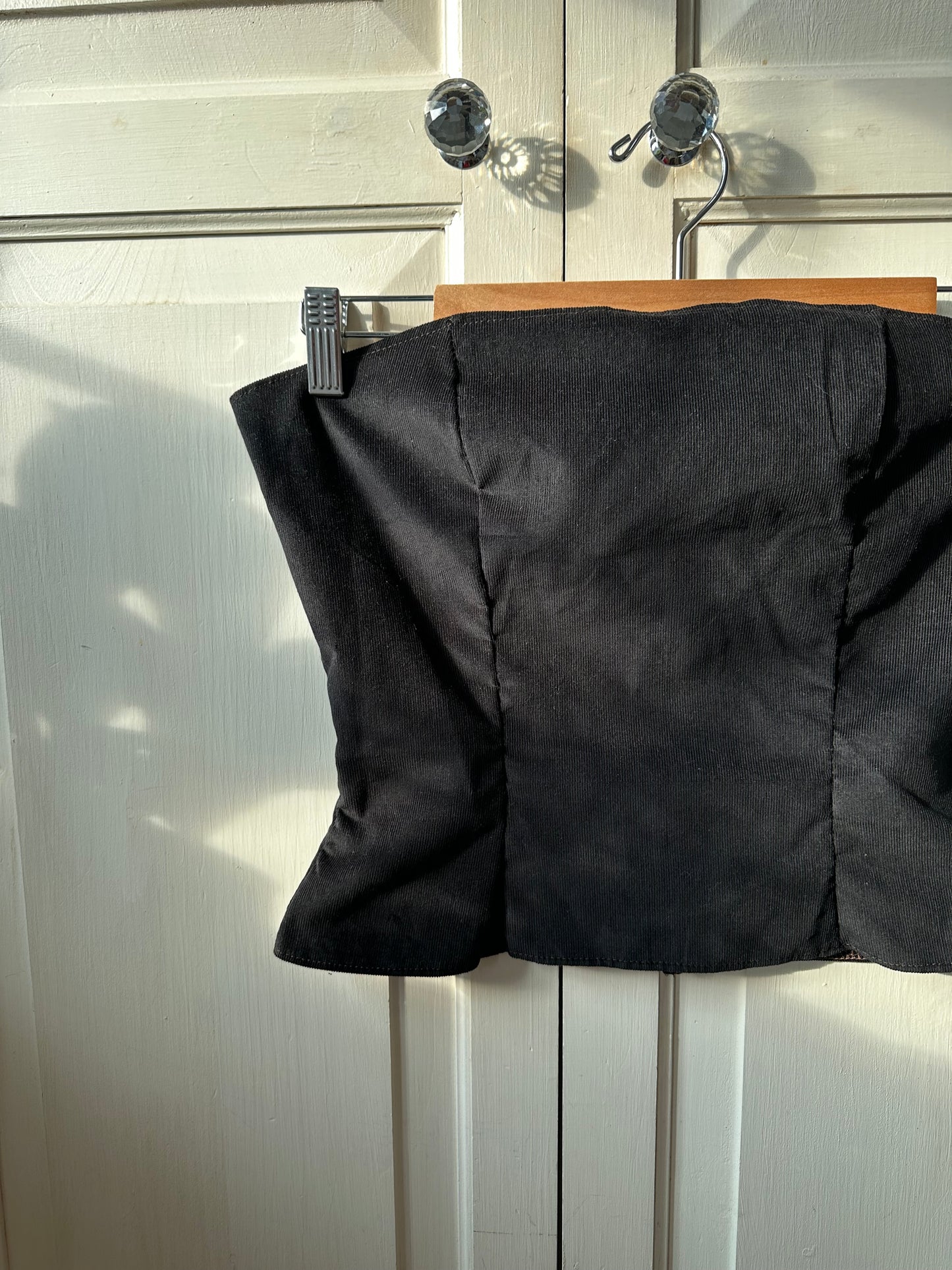 Corduroy Strapless Top Black