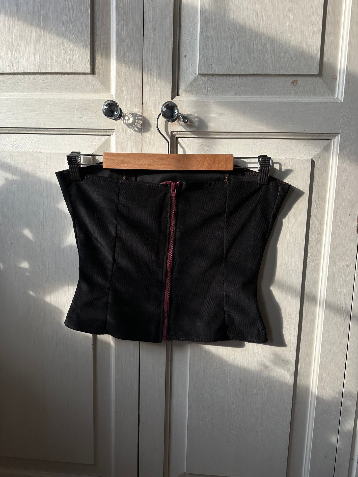 Corduroy Strapless Top Black
