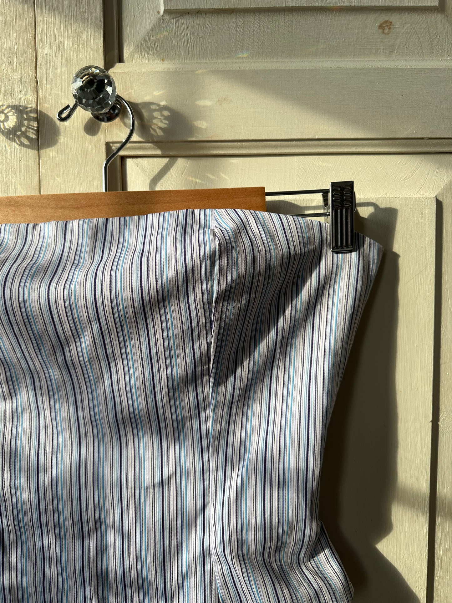 Pinstripe Strapless Top Blue & White