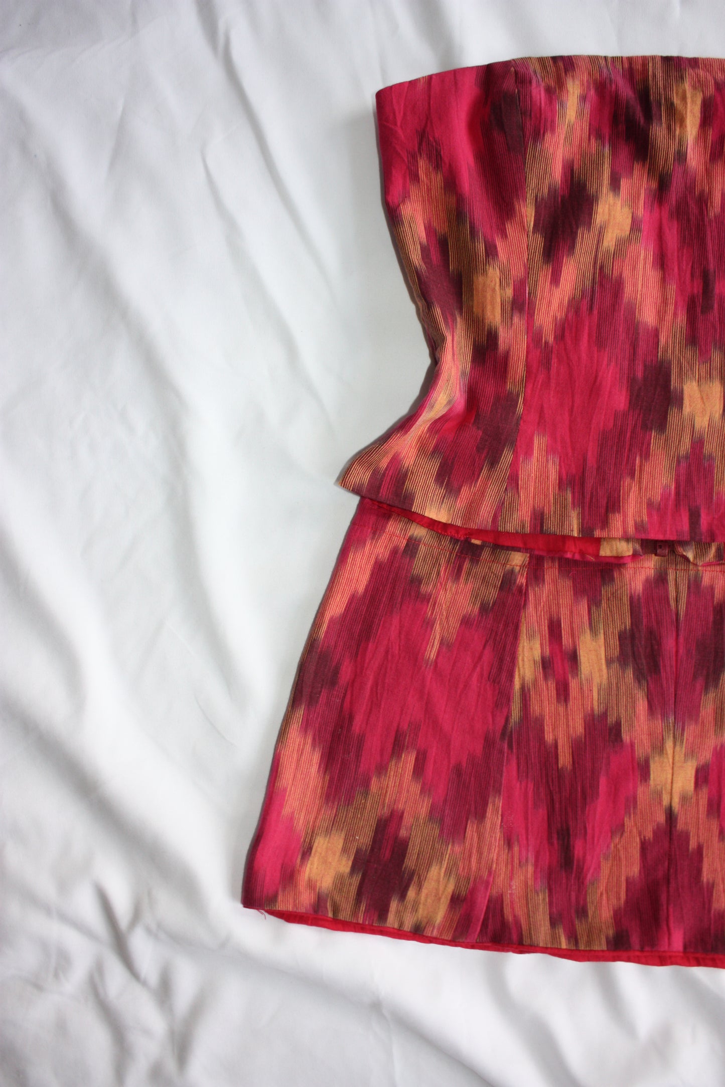 Abstract Print Mini Skirt Pink and Orange