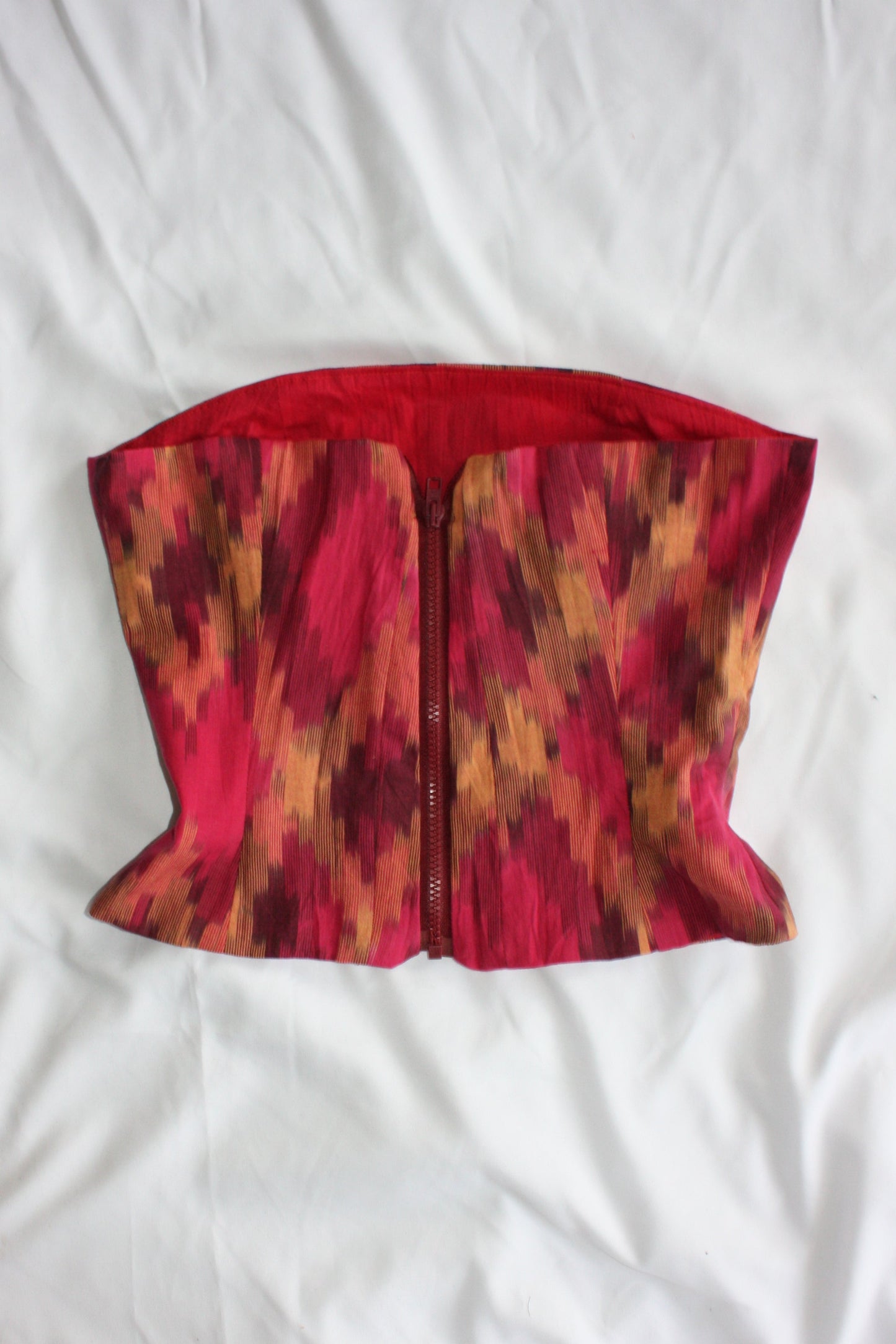 Strapless Corset Top Pink and Orange