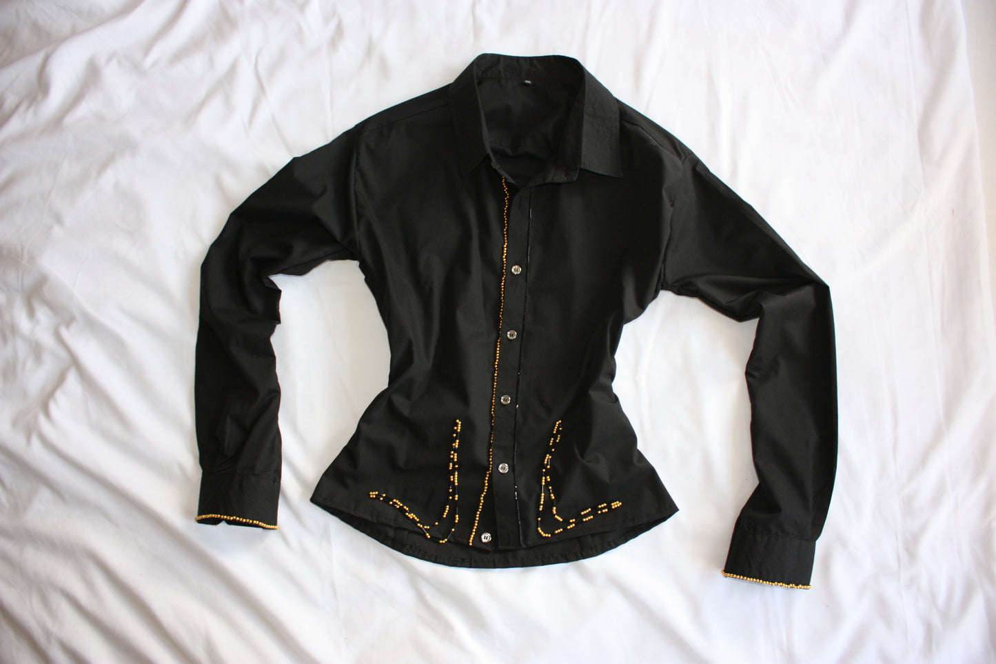 Embellished Fitted Shirt Black & Gold