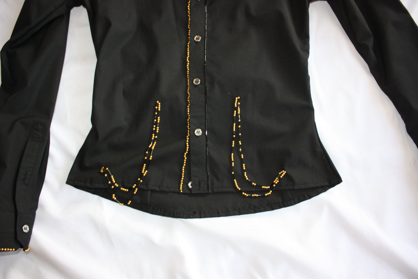Embellished Fitted Shirt Black & Gold