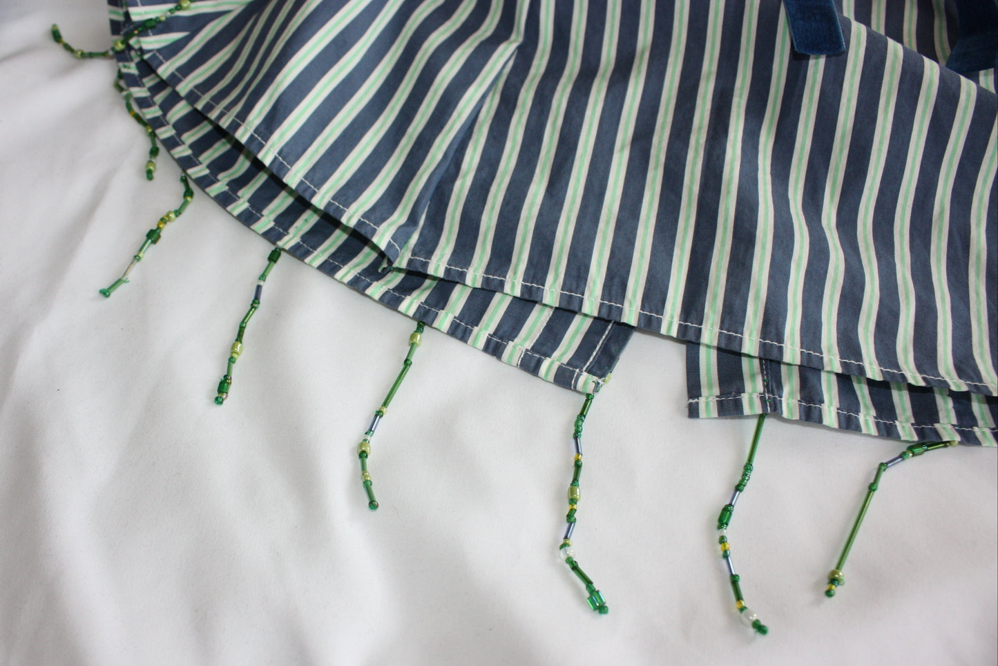 Embellished Striped Fitted Shirt Blue & Green Stripe