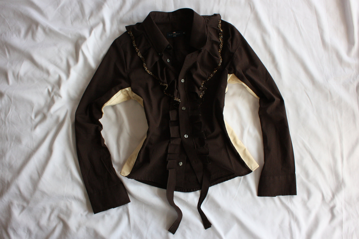 Embellished Fitted Shirt Brown & Gold